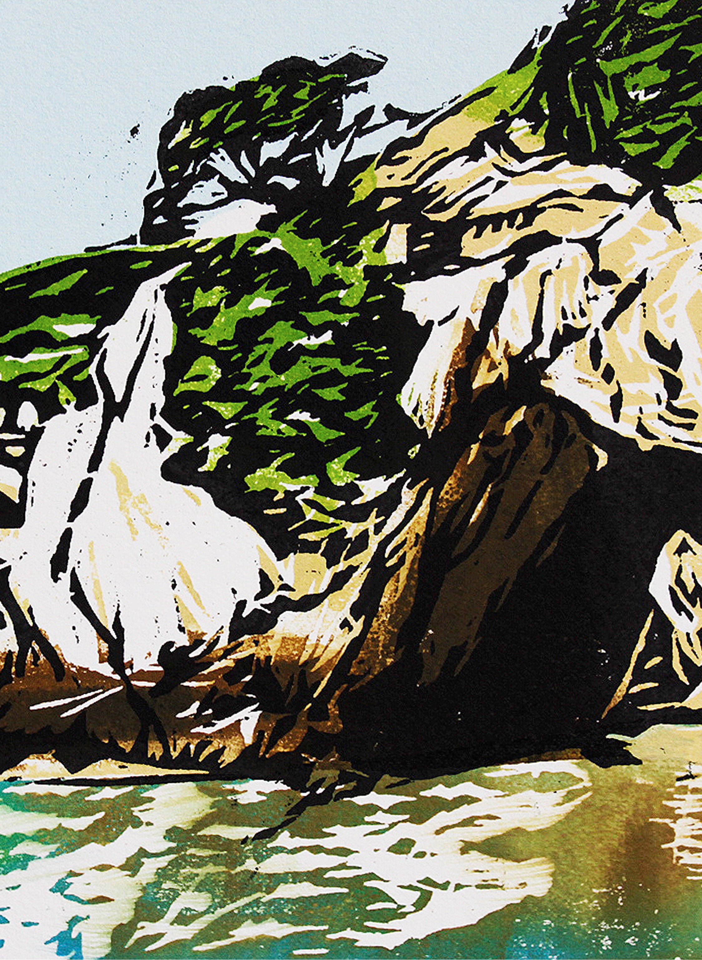 Cathedral Cove - Woodblock Print