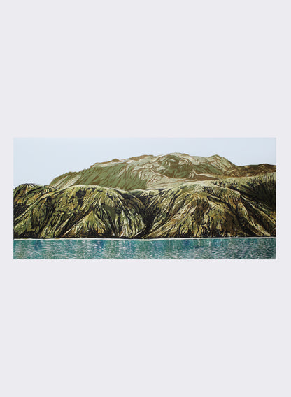 Mt Tarawera - Woodblock Print