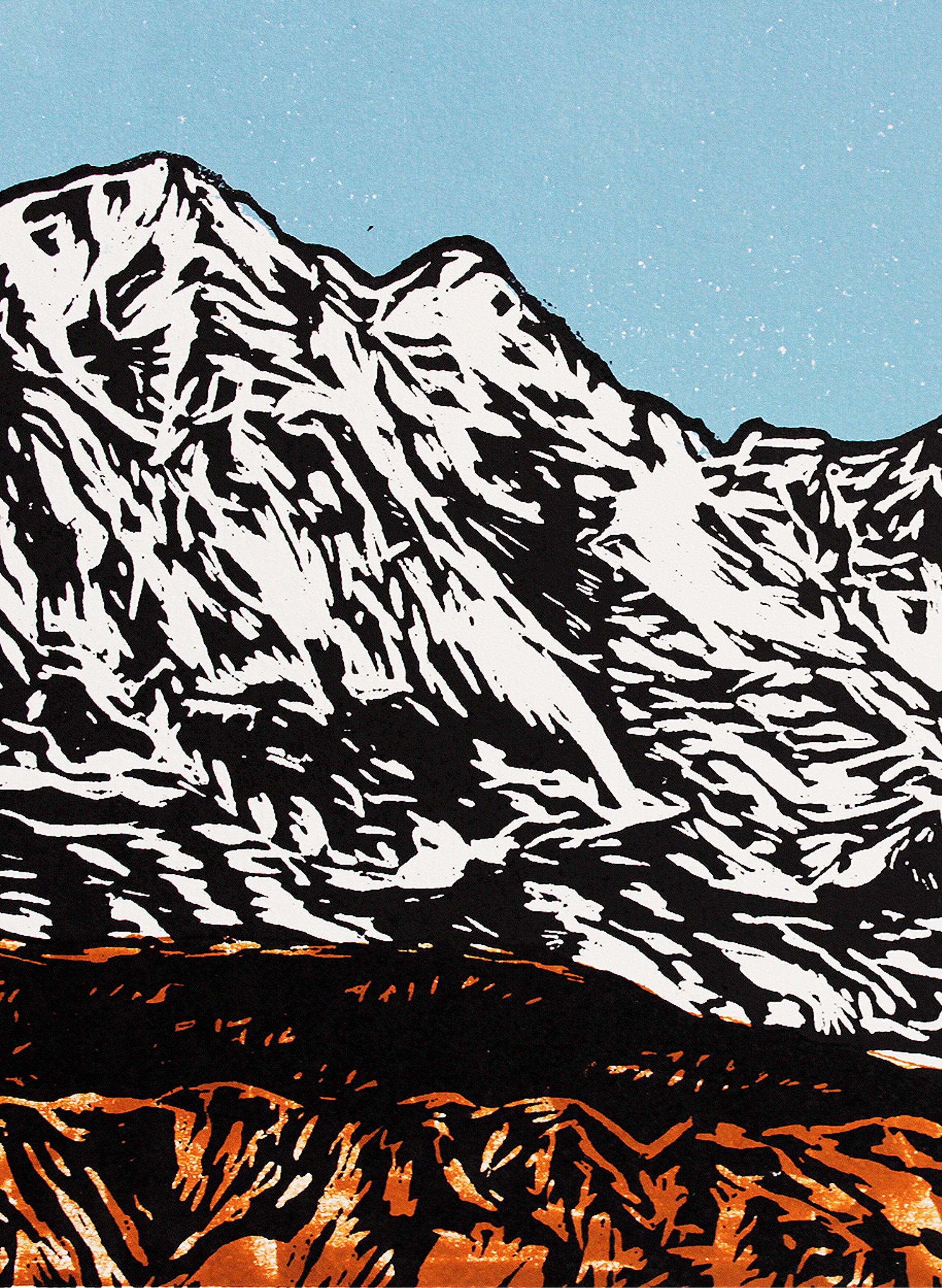 Mount Hikurangi II - Woodblock Print