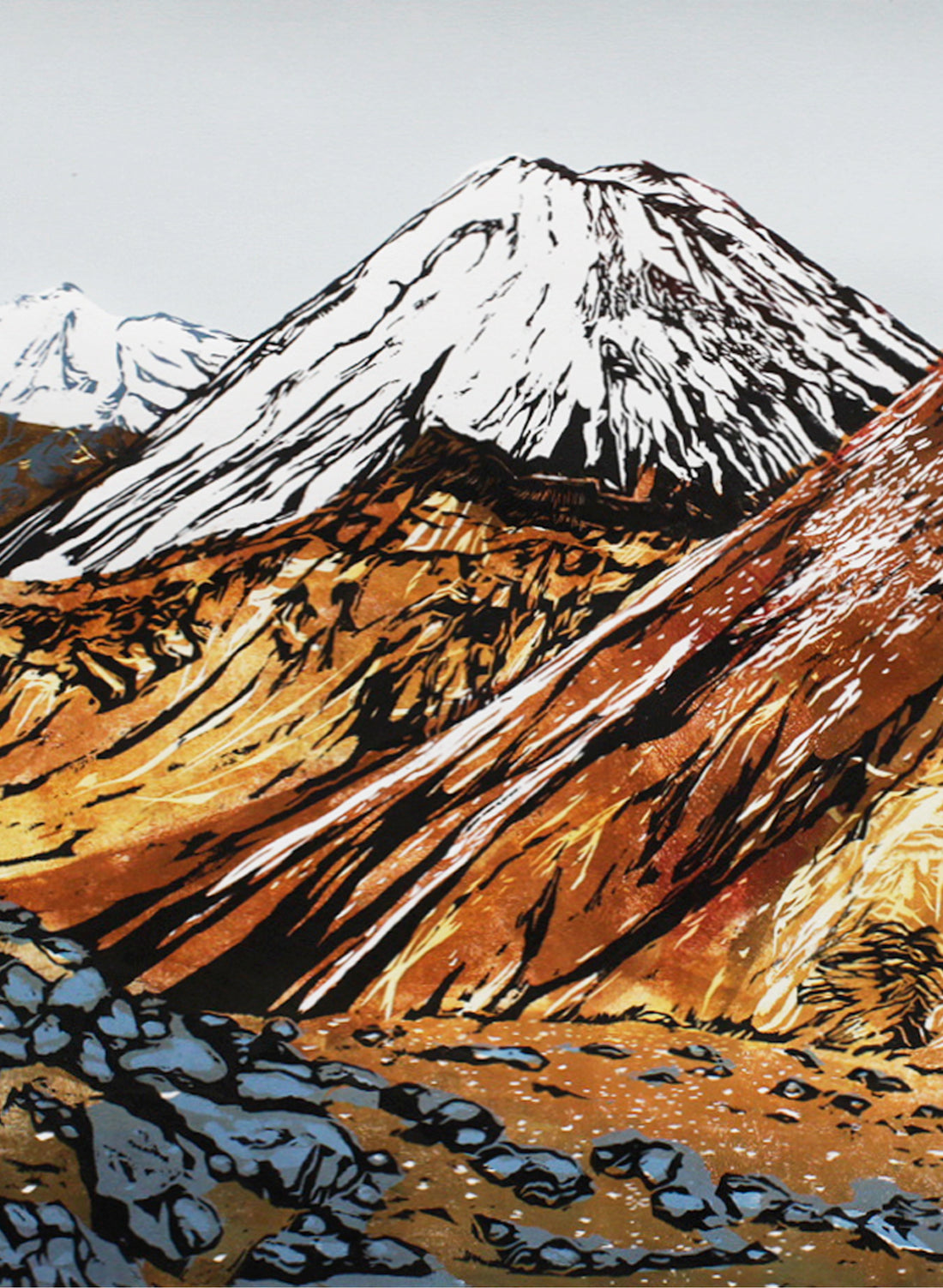Tongariro Crossing No.2 - Woodblock Print