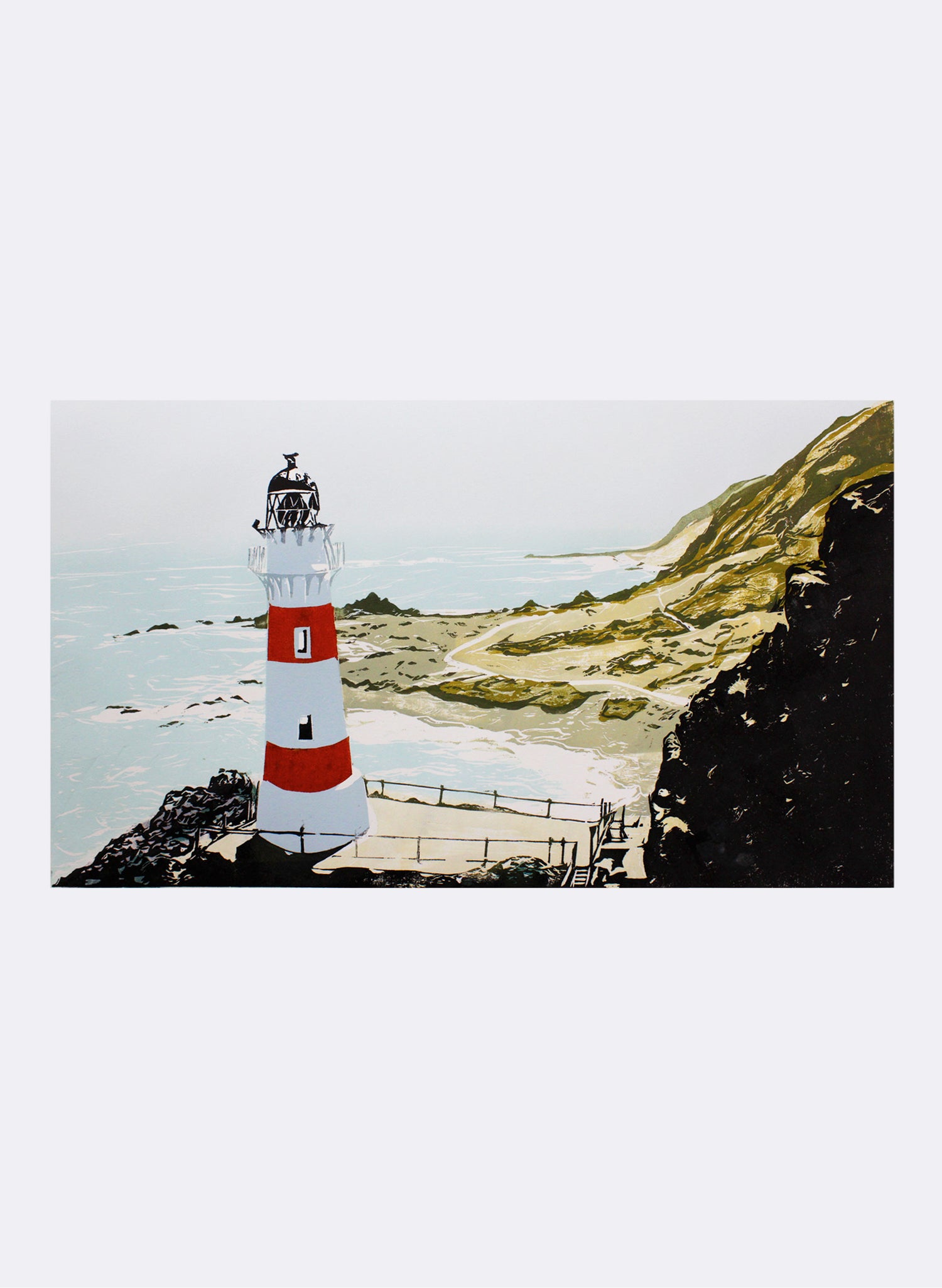 Cape Palliser Lighthouse - Woodblock Print
