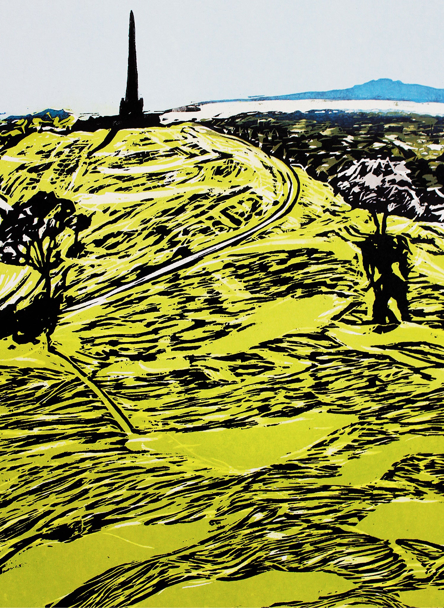 One Tree Hill - Woodblock Print