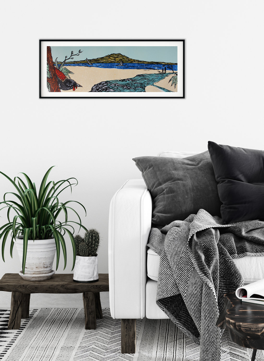 Rangitoto - Woodblock Print