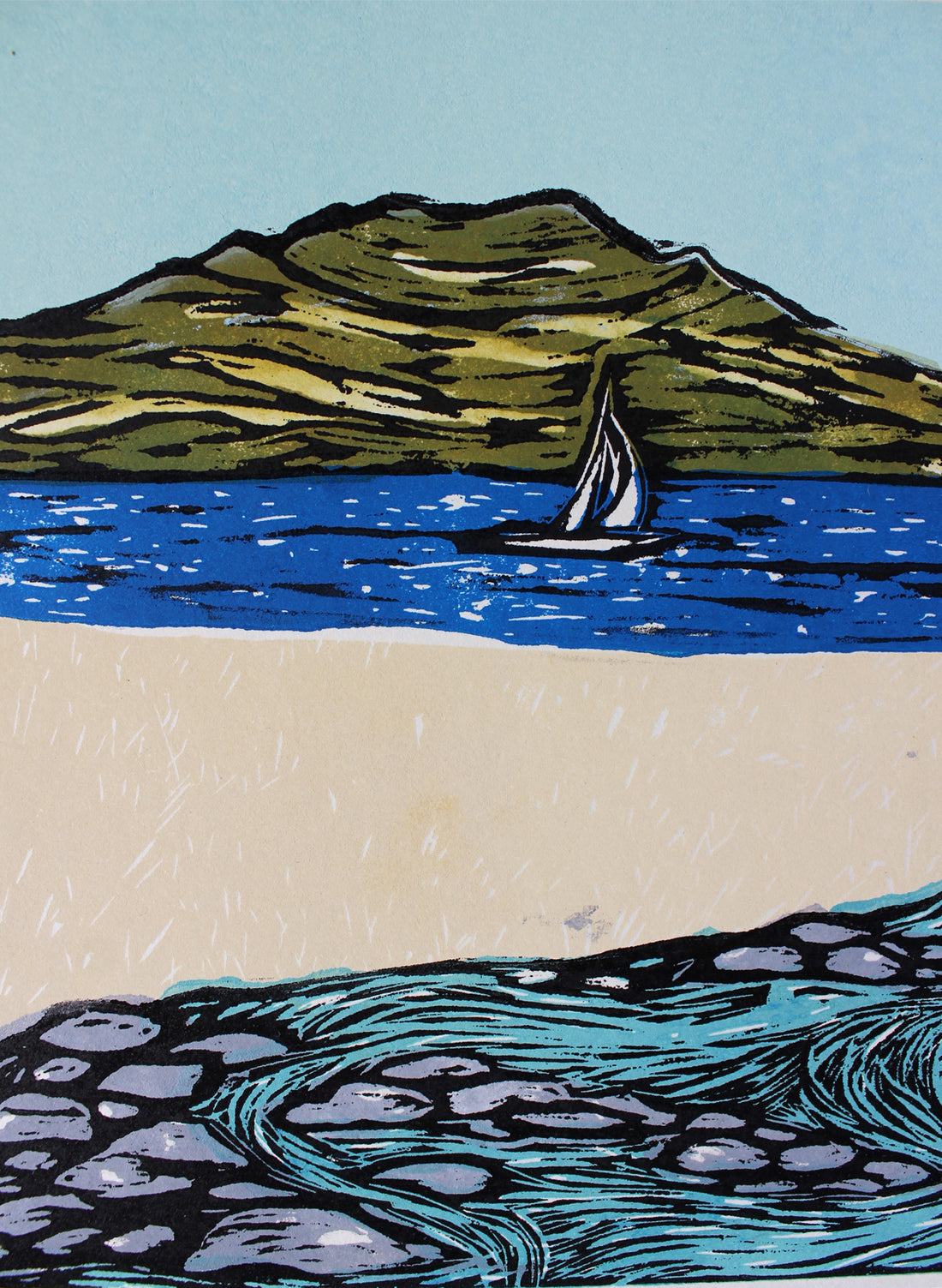 Rangitoto - Woodblock Print