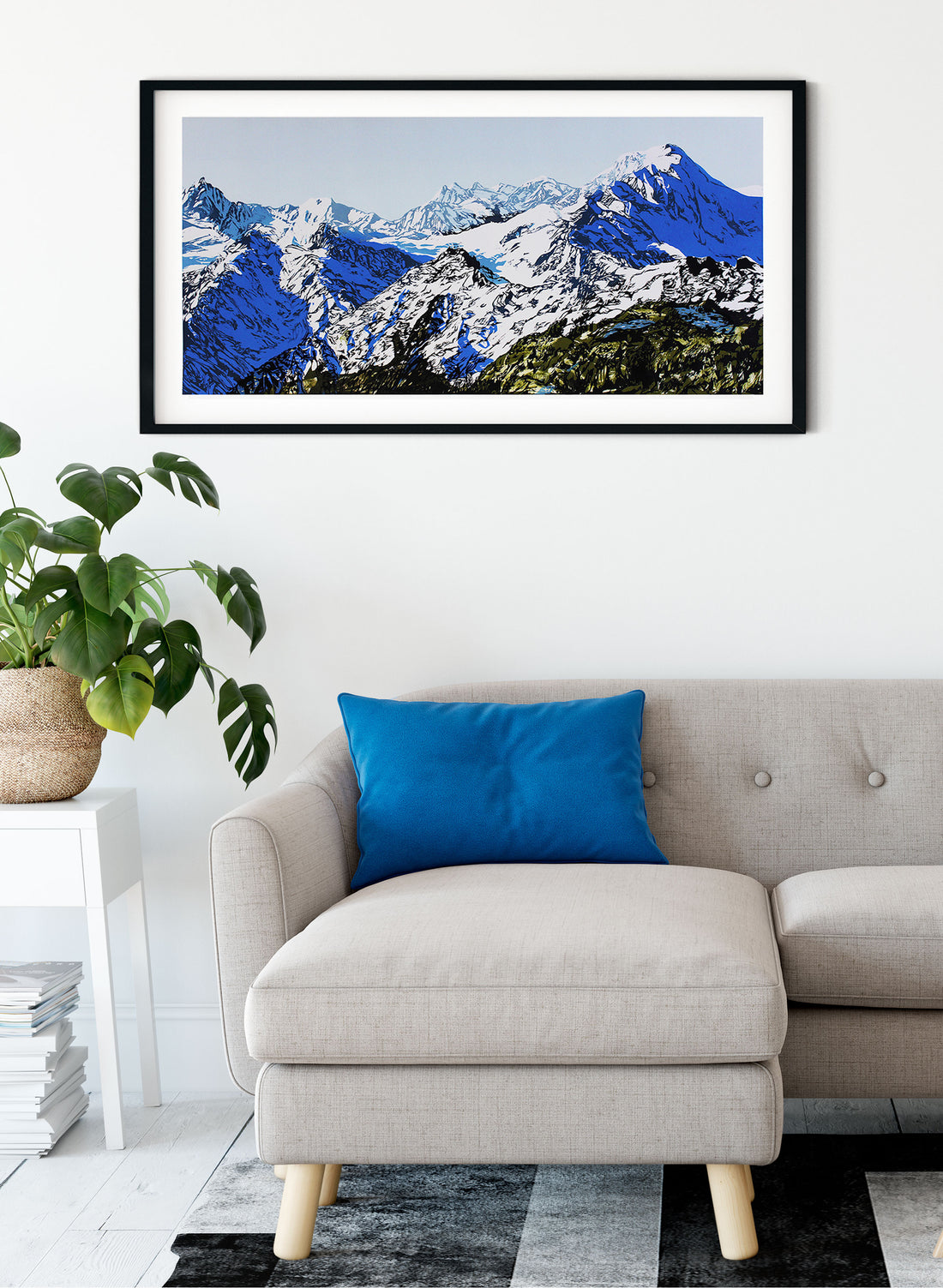 Mount Tasman & Upper Fox Glacier - Woodblock Print