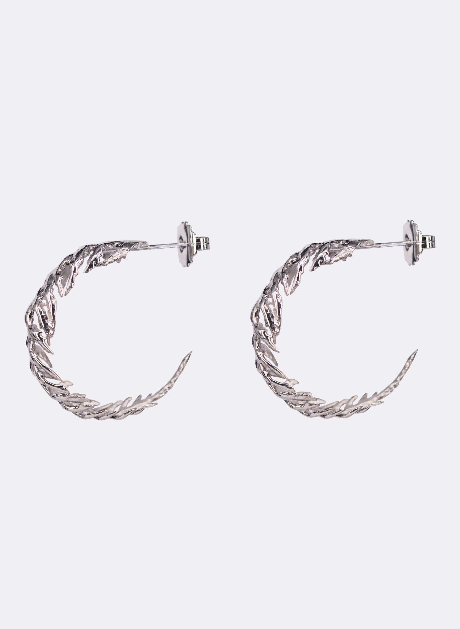 Silver Fern Hoop Earrings