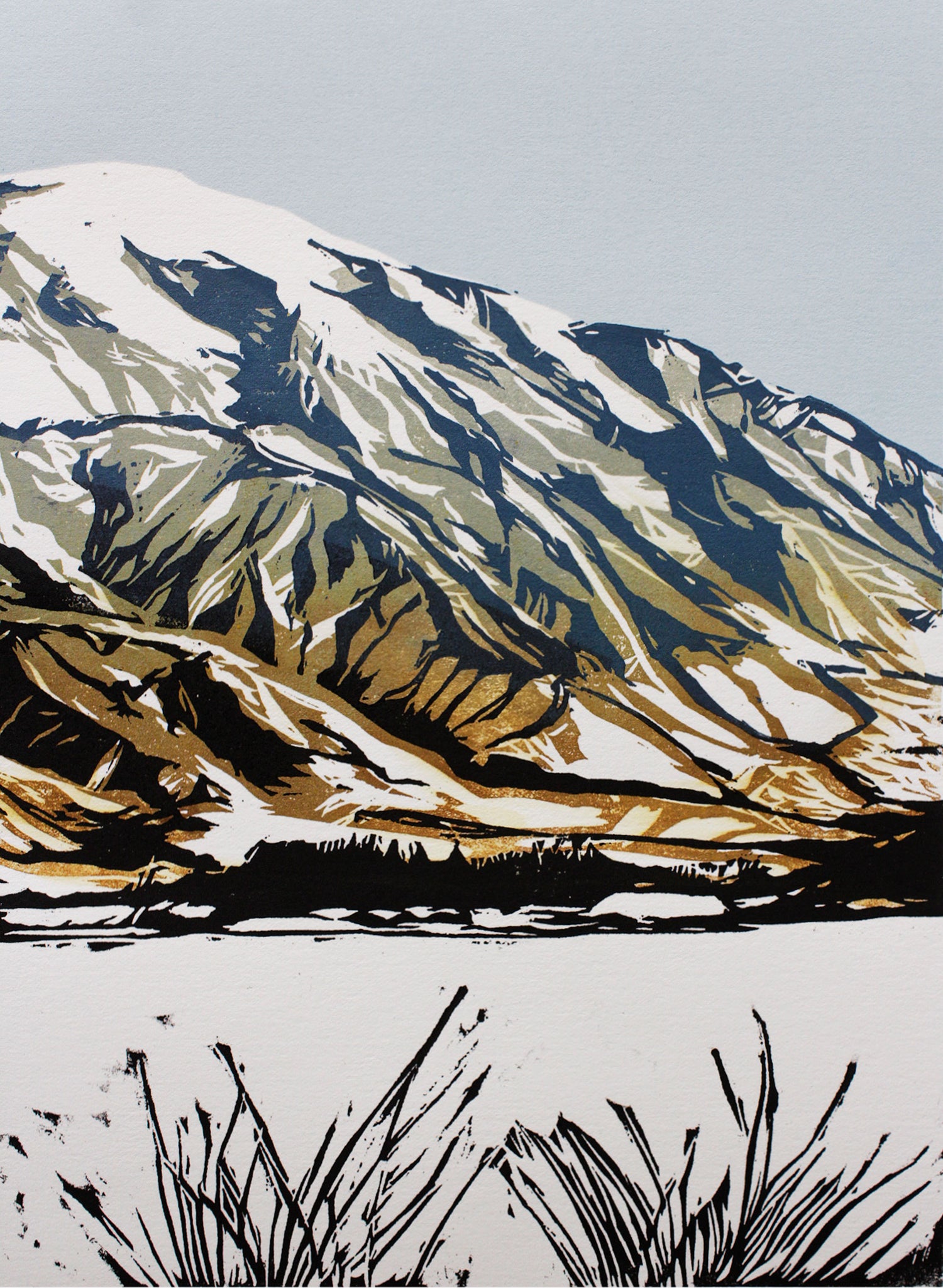 Mount Hutt - Woodblock Print