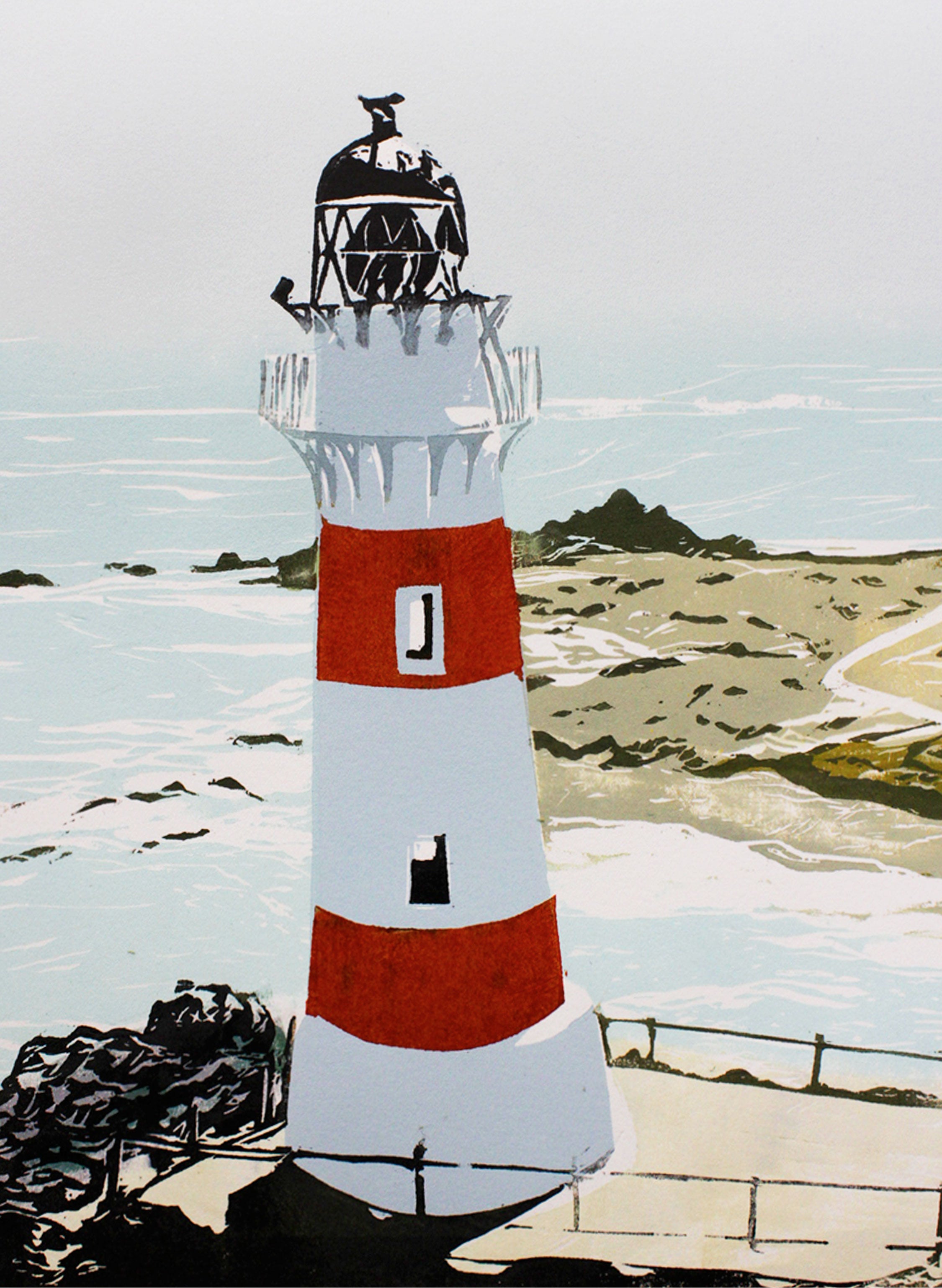 Cape Palliser Lighthouse - Woodblock Print