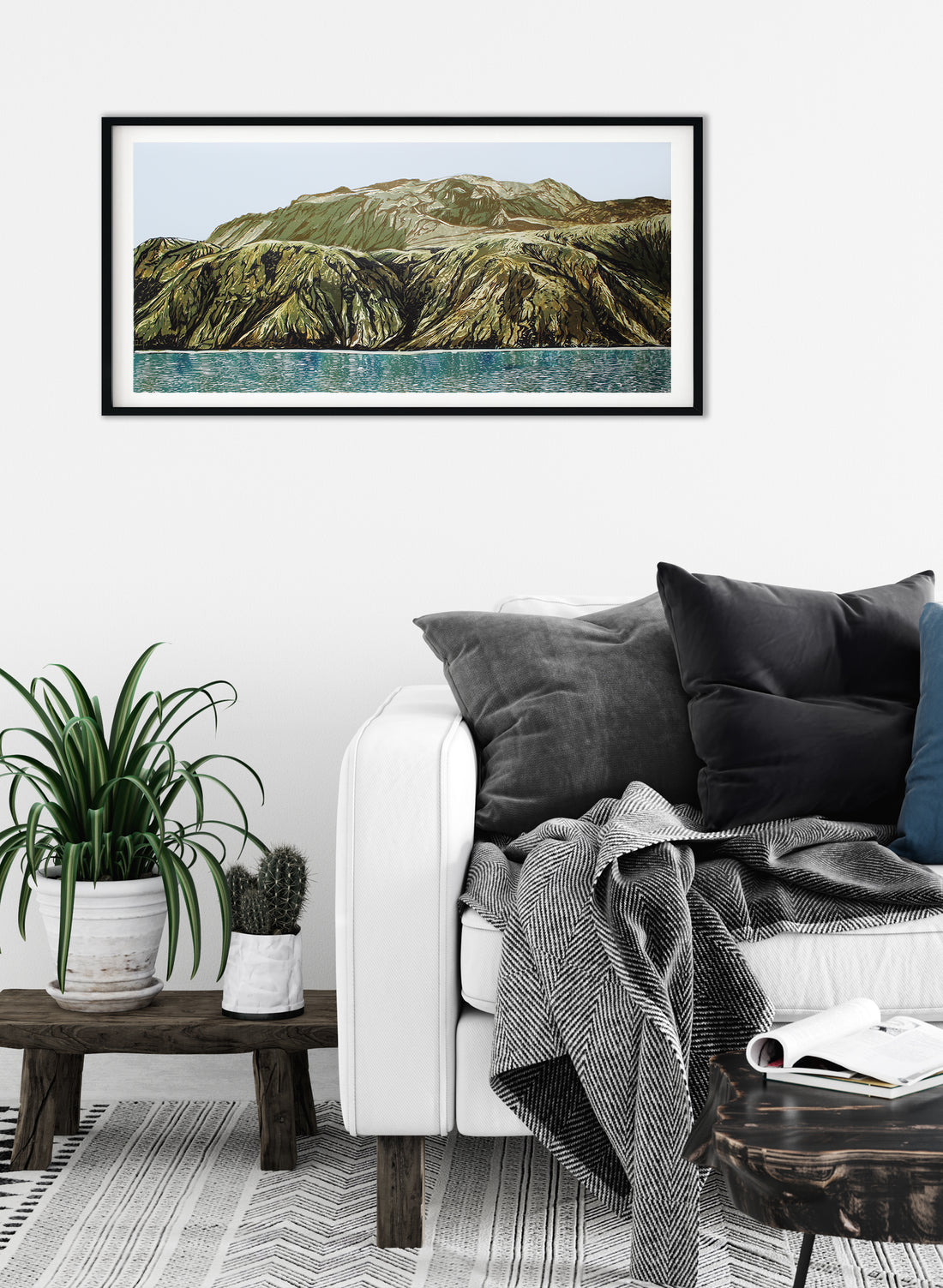 Mt Tarawera - Woodblock Print