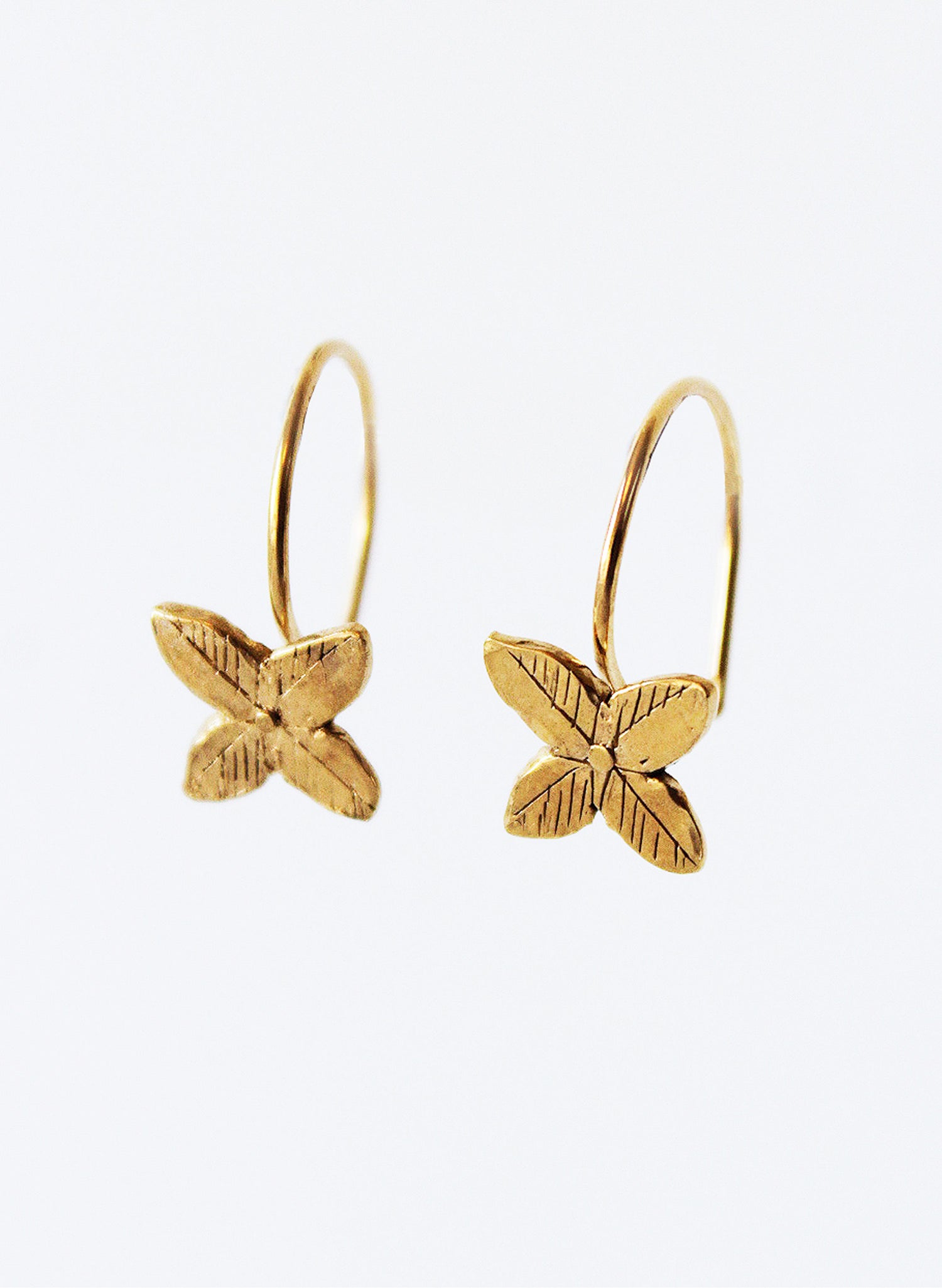 Gold Tumbling Flower Hoop Earrings