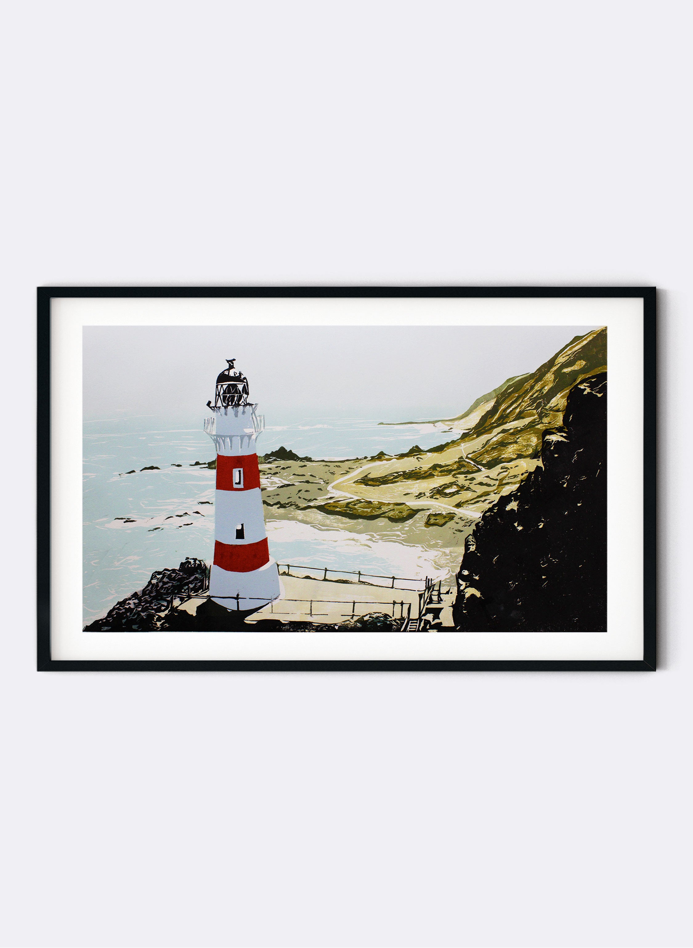 Cape Palliser Lighthouse - Woodblock Print