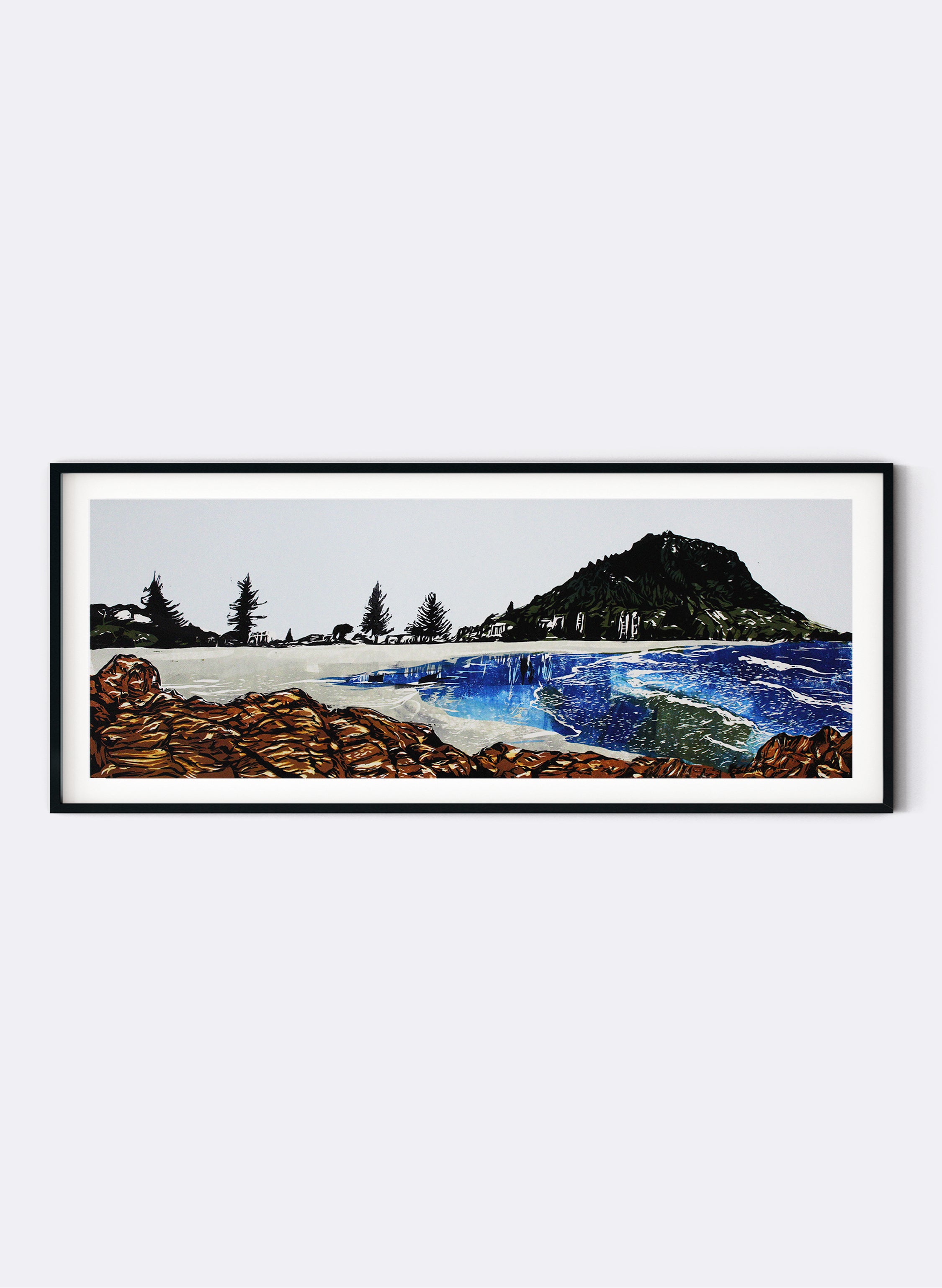 Mount Maunganui - Woodblock Print