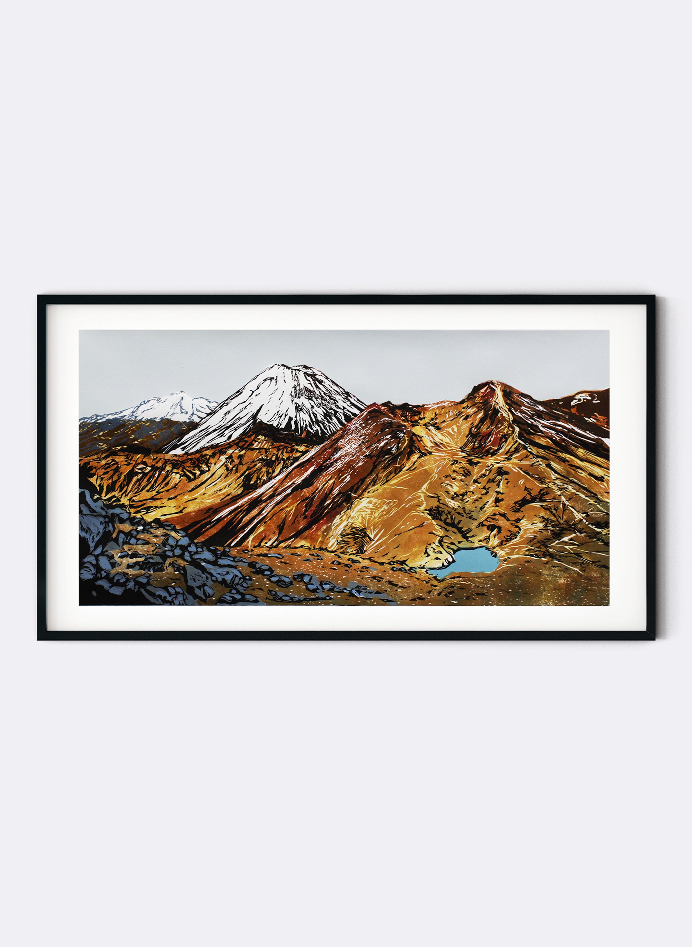Tongariro Crossing No.2 - Woodblock Print