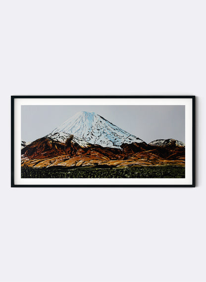 Mount Ngauruhoe - Woodblock Print