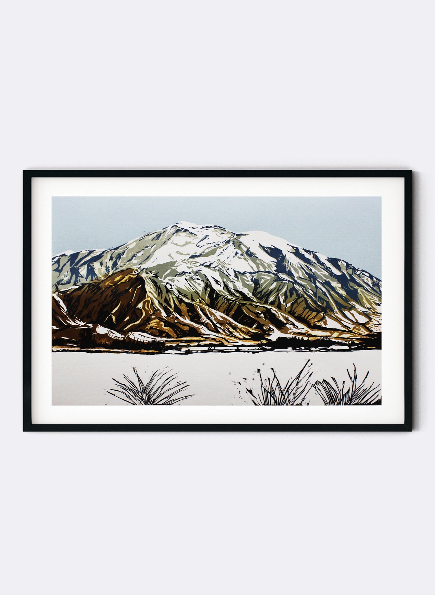 Mount Hutt - Woodblock Print