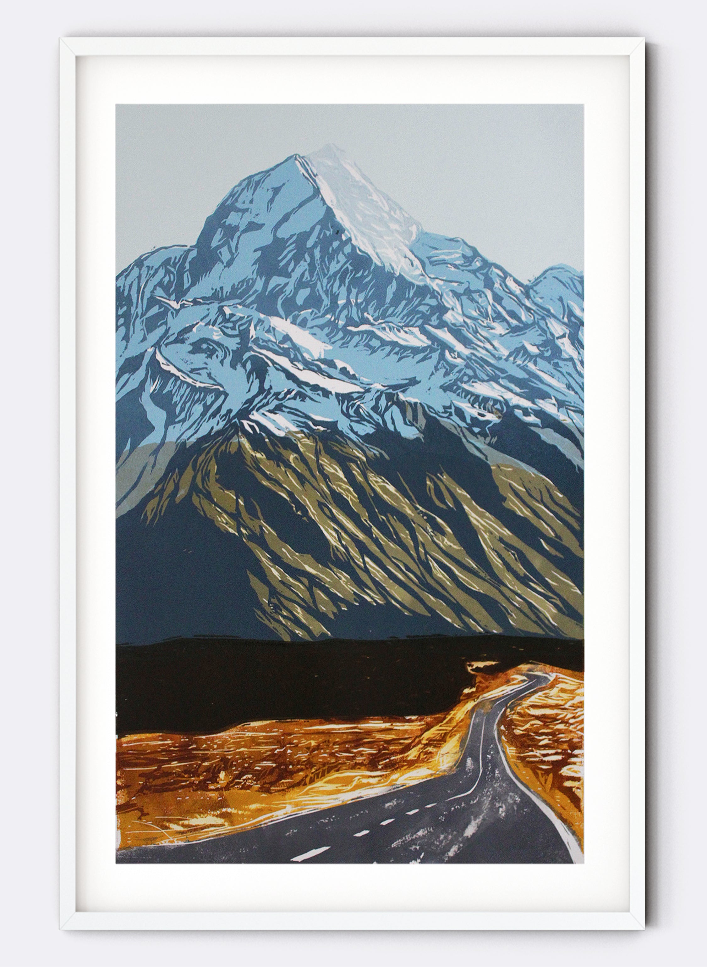 Mount Aoraki - Woodblock Print