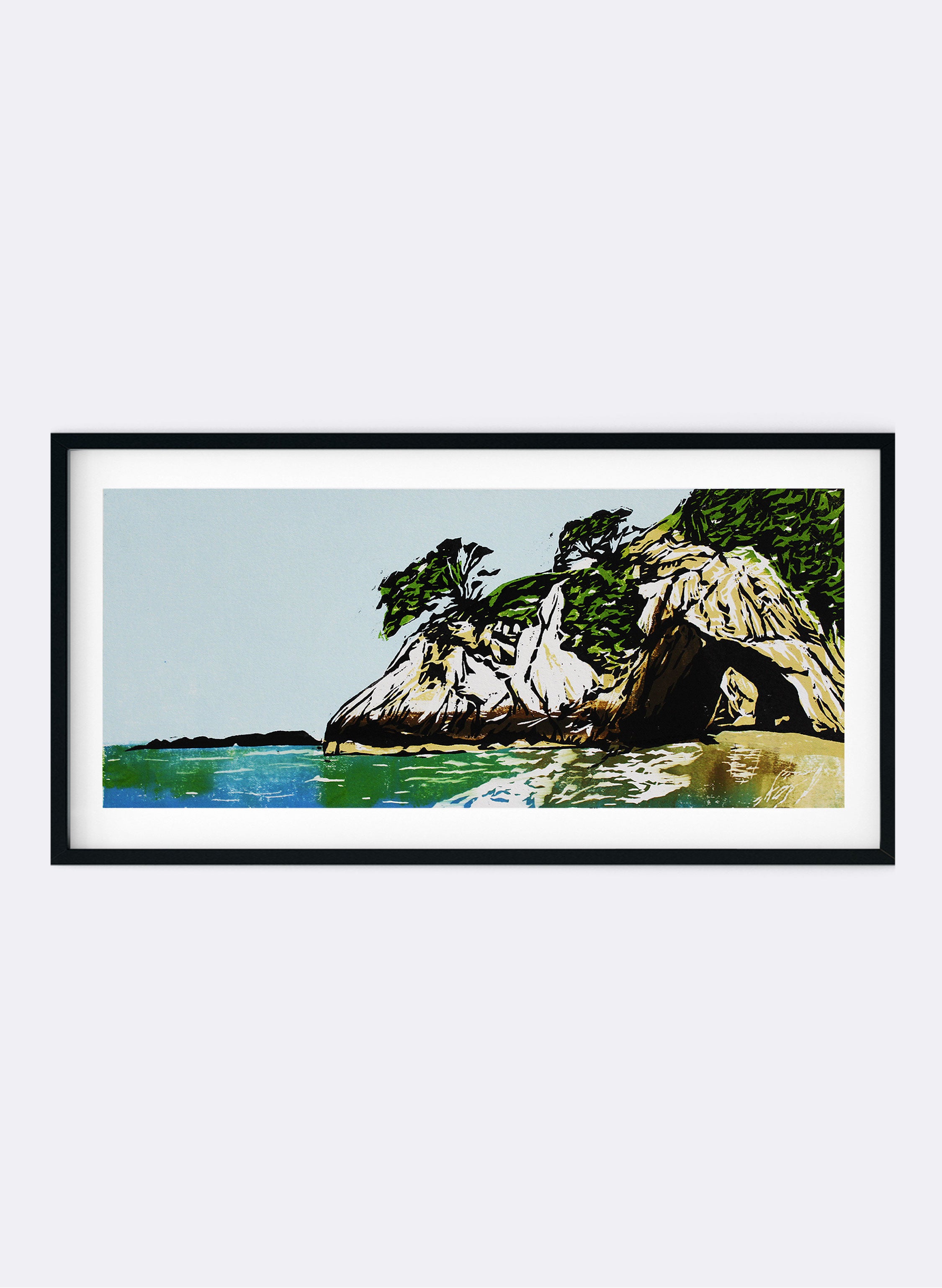 Cathedral Cove - Woodblock Print