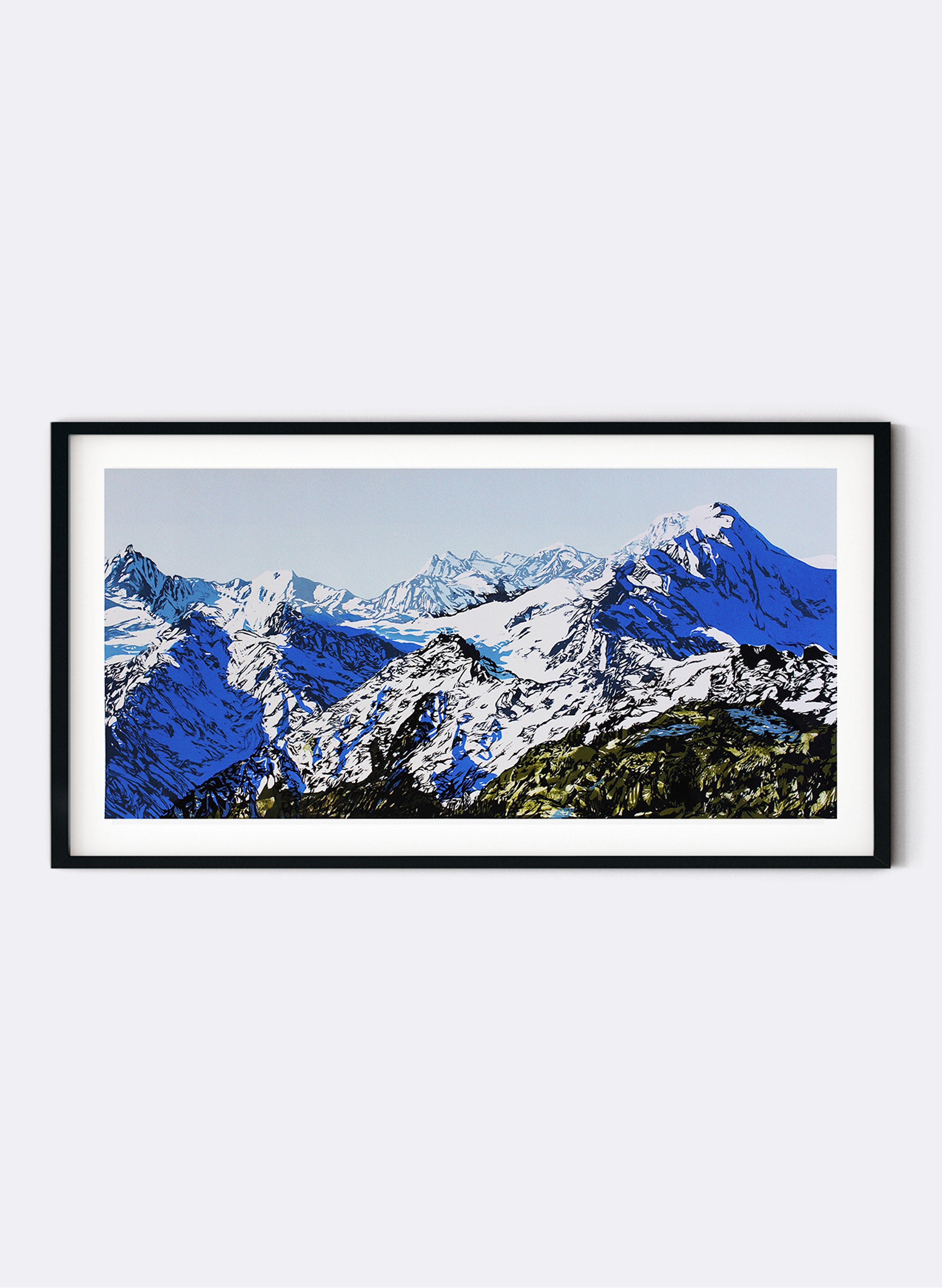 Mount Tasman &amp; Upper Fox Glacier - Woodblock Print