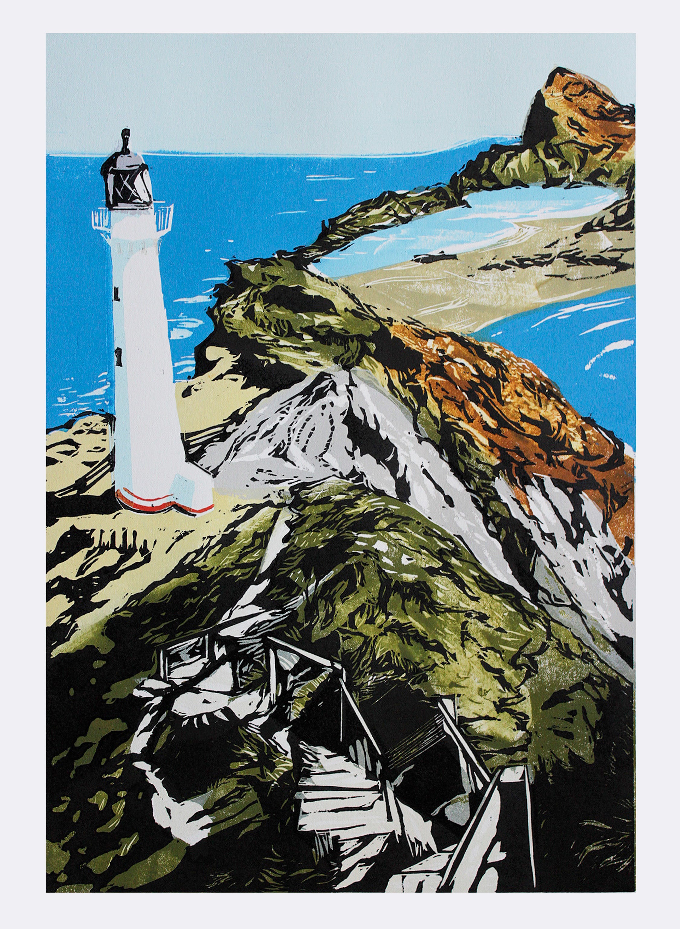 Castlepoint - Woodblock Print