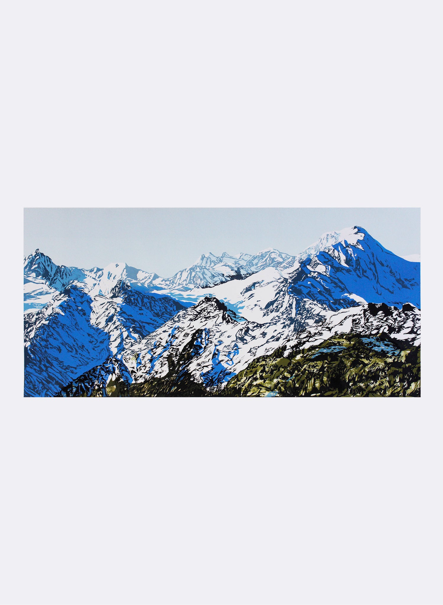 Mount Tasman &amp; Upper Fox Glacier - Woodblock Print