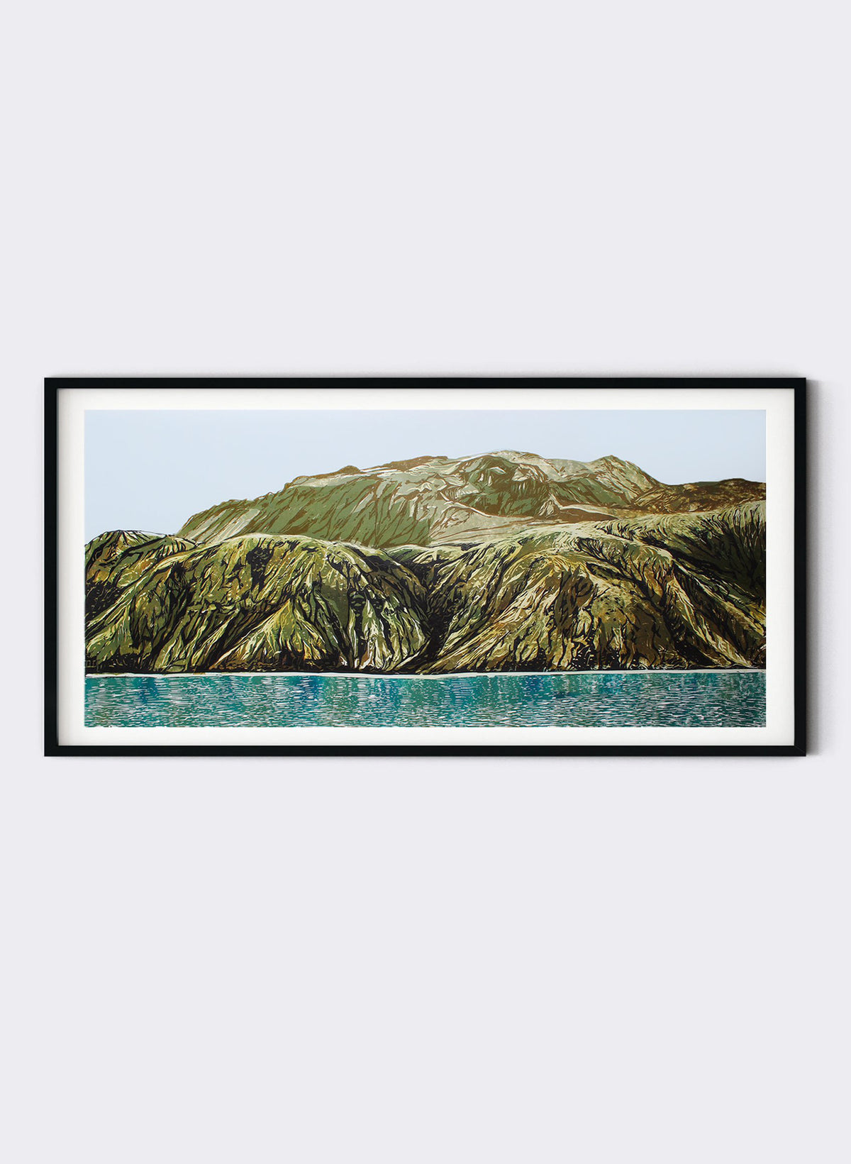 Mt Tarawera - Woodblock Print