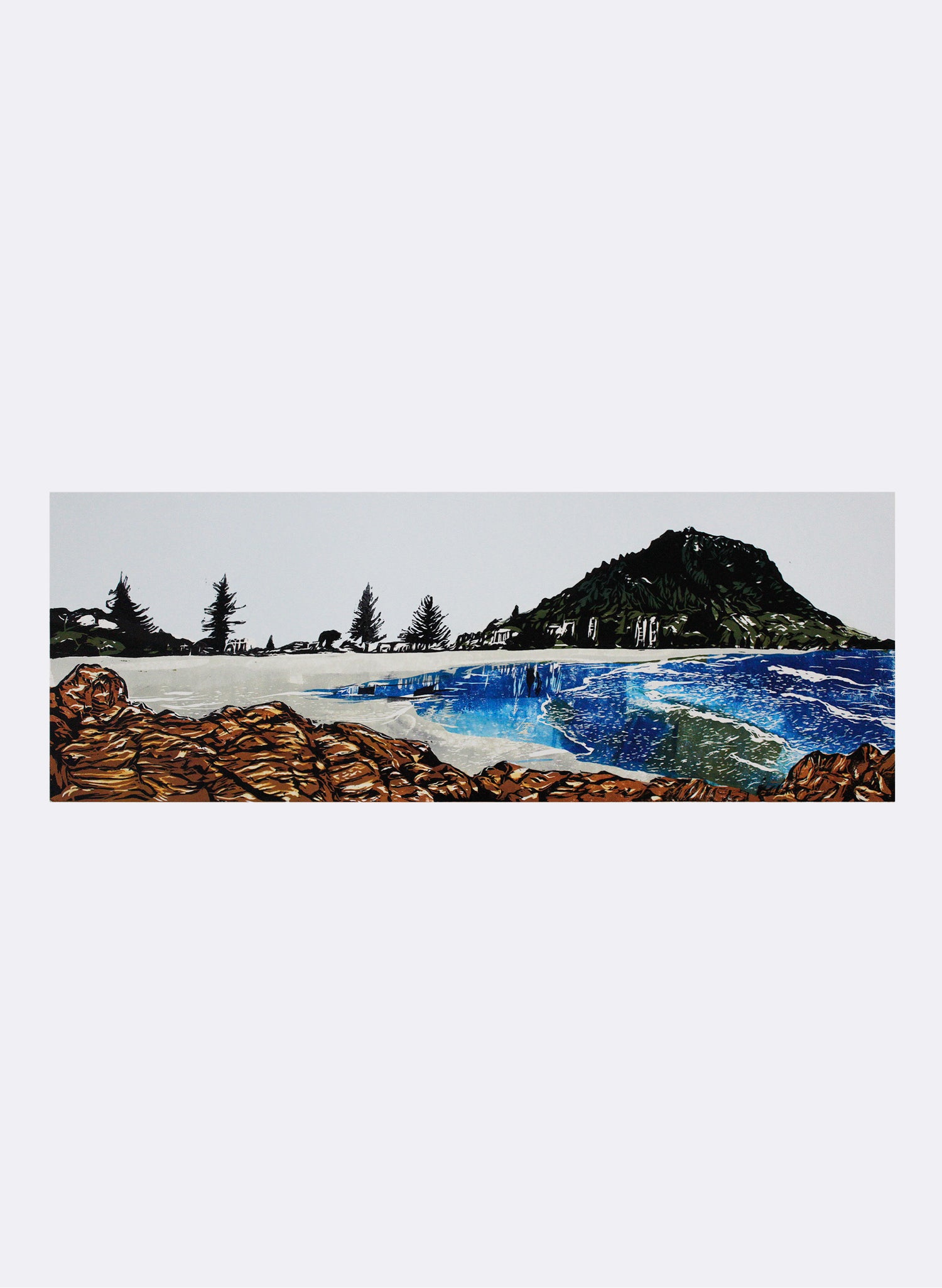 Mount Maunganui - Woodblock Print