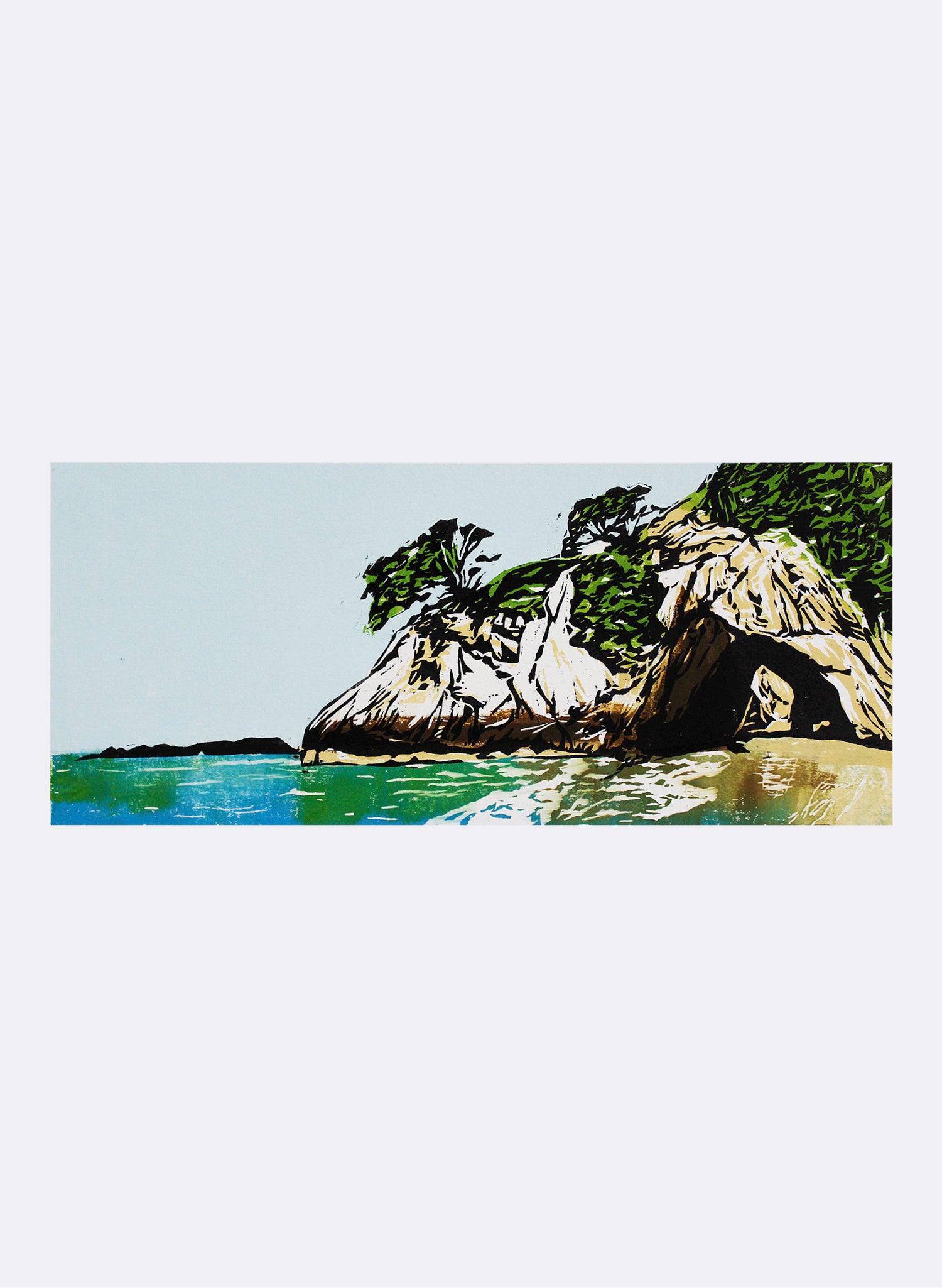 Cathedral Cove - Woodblock Print