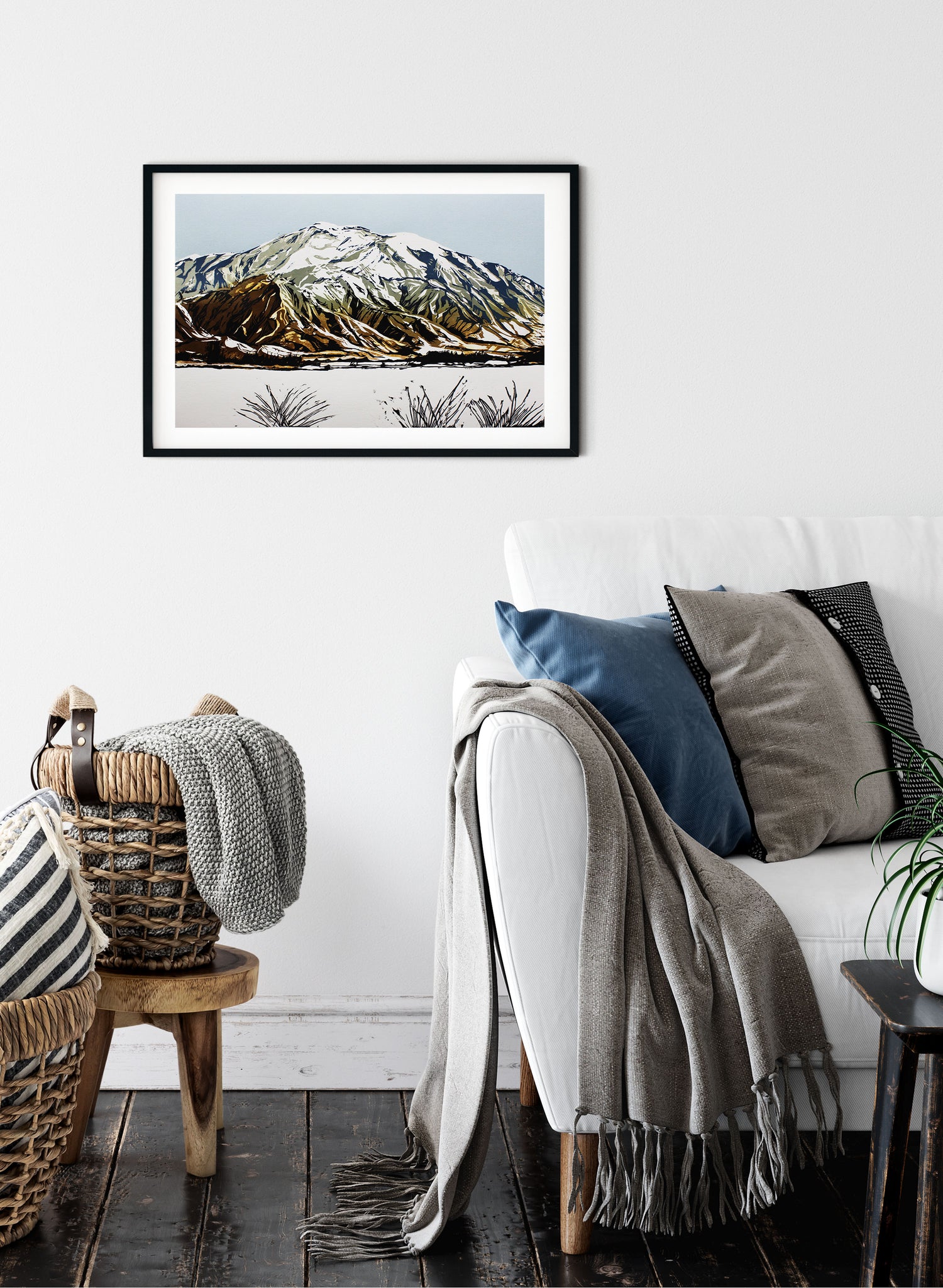 Mount Hutt - Woodblock Print