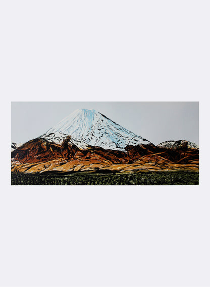 Mount Ngauruhoe - Woodblock Print