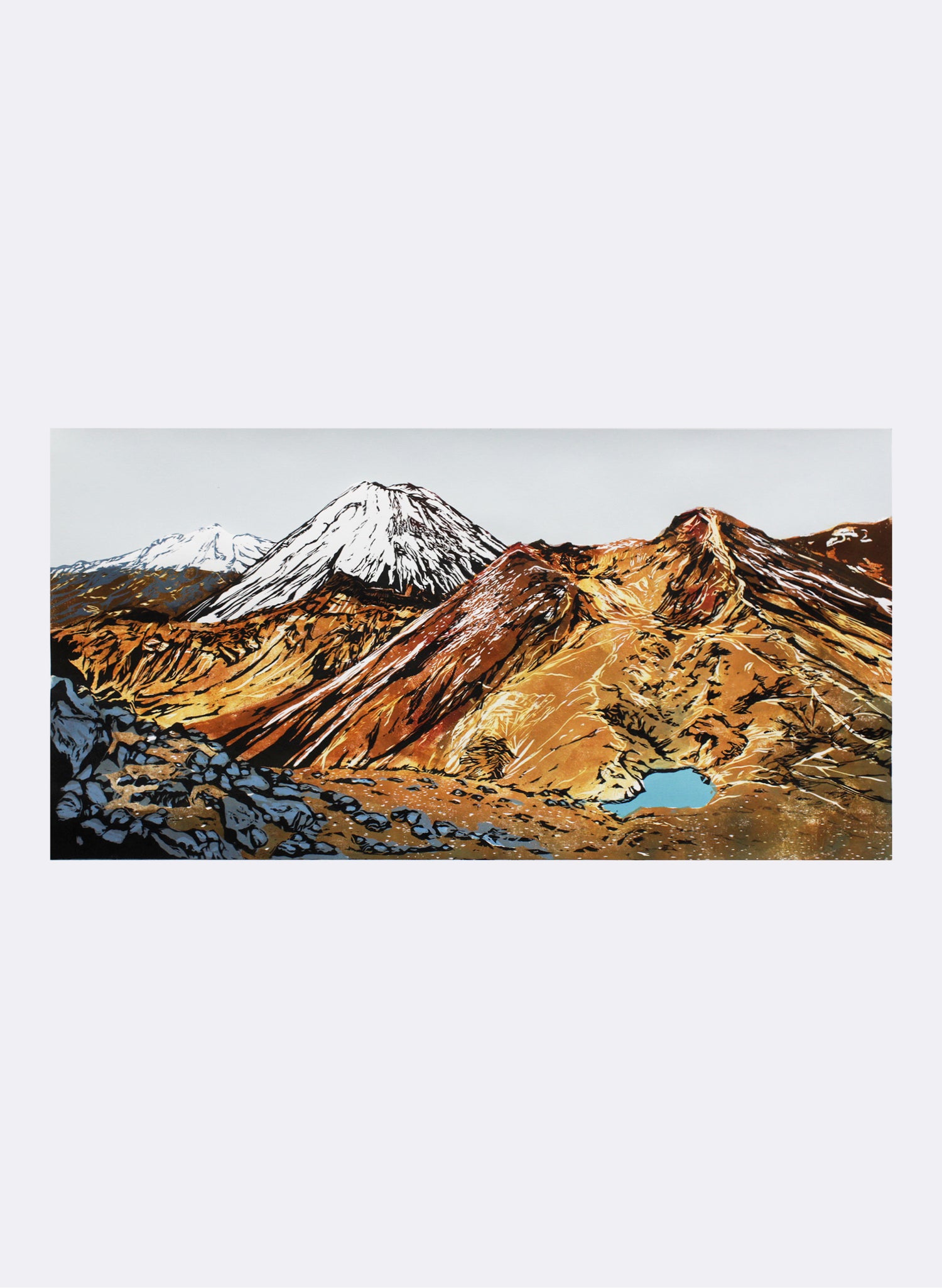 Tongariro Crossing No.2 - Woodblock Print