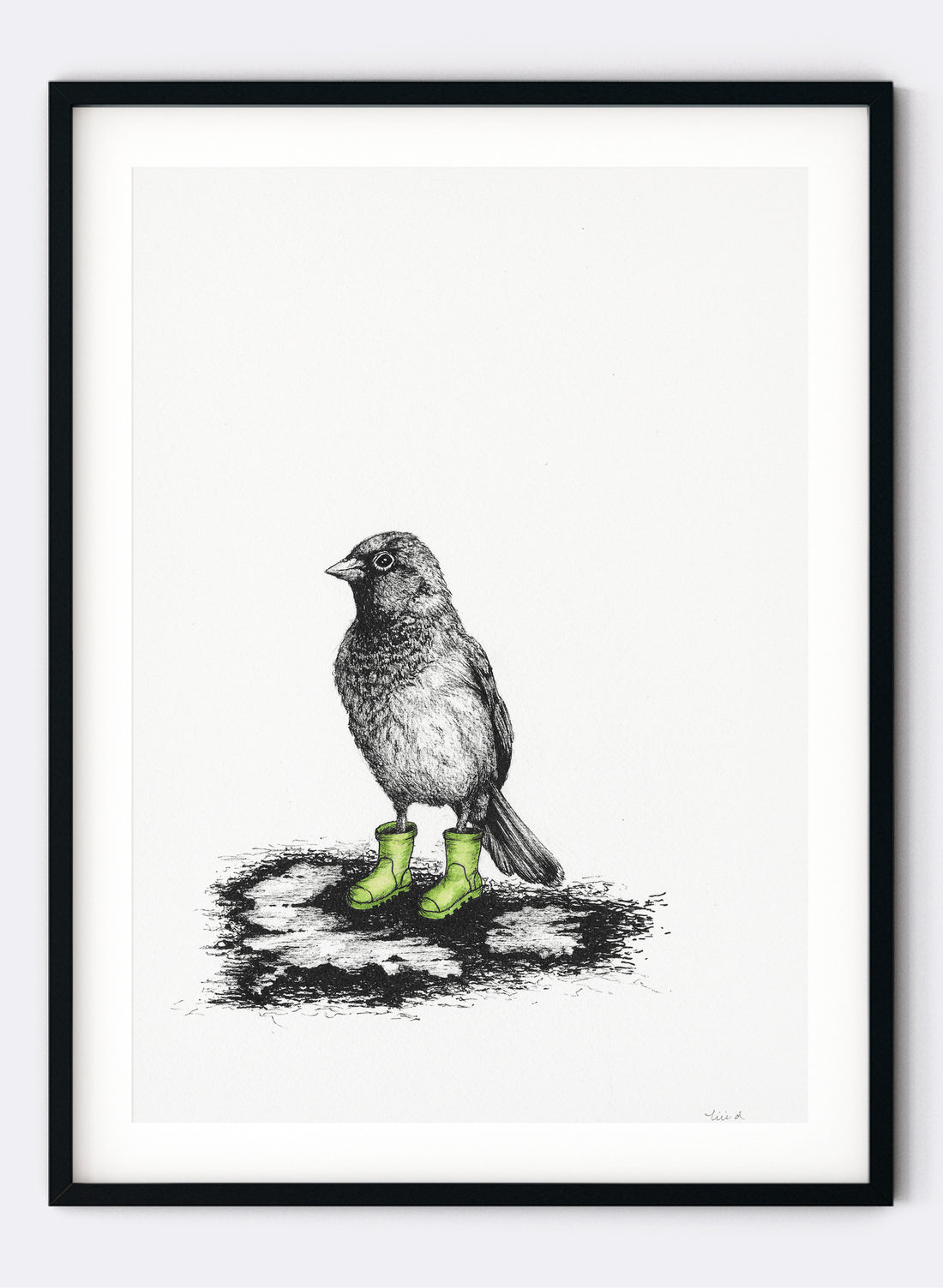 Sparrow In Gumboots - Giclée Print