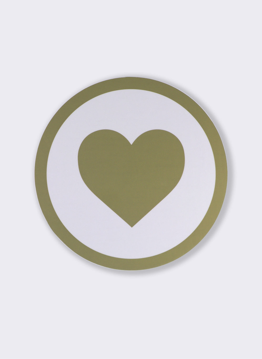 Round Heart - Gold on White Sign