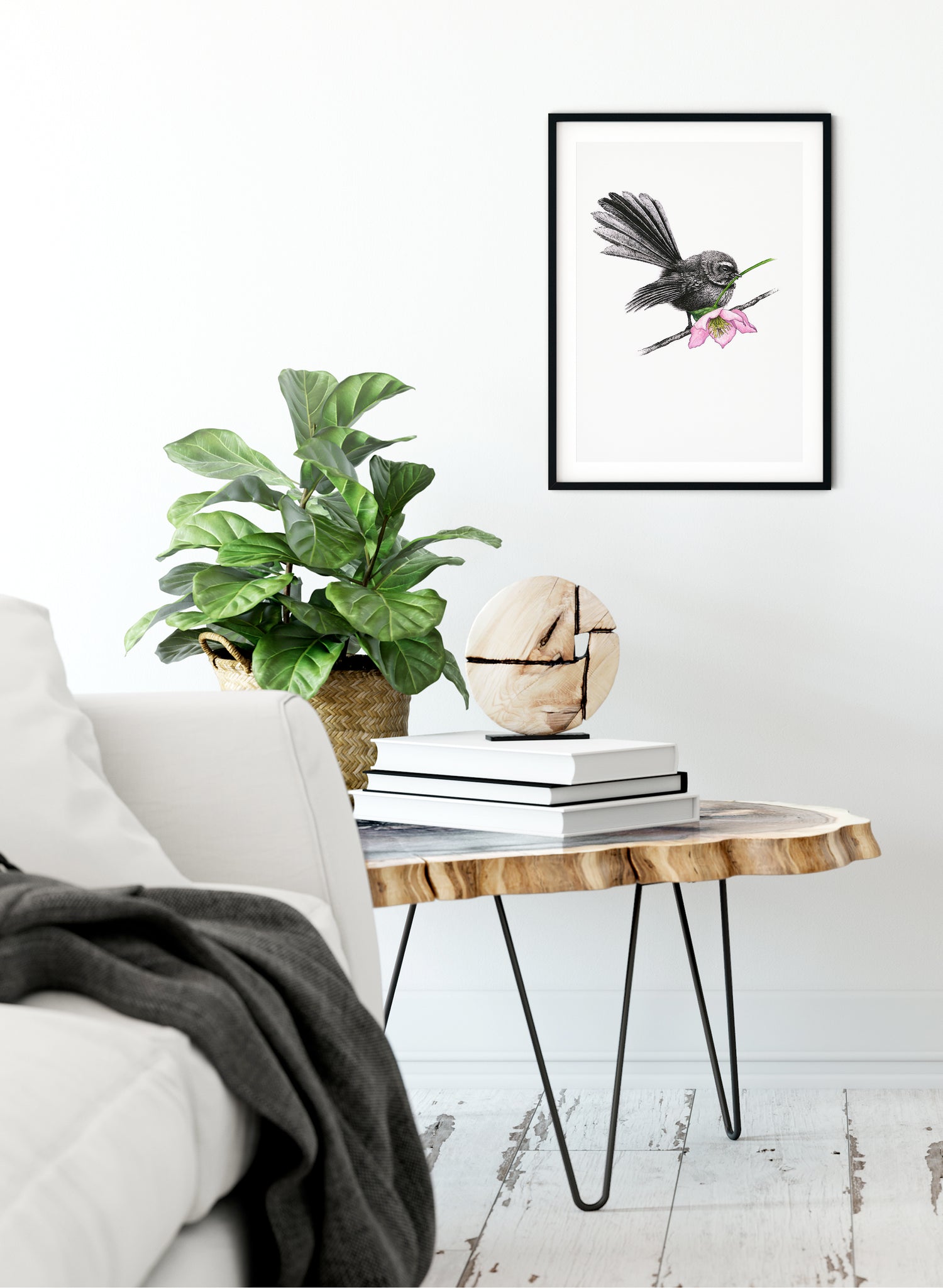 Fantail w/ Hellebore - Giclée Print