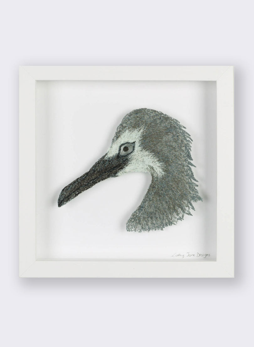 White Faced Heron Sculptural Embroidery