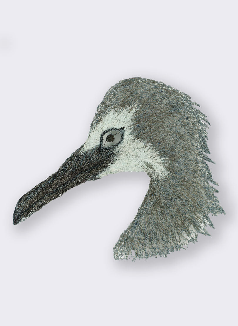 White Faced Heron Sculptural Embroidery