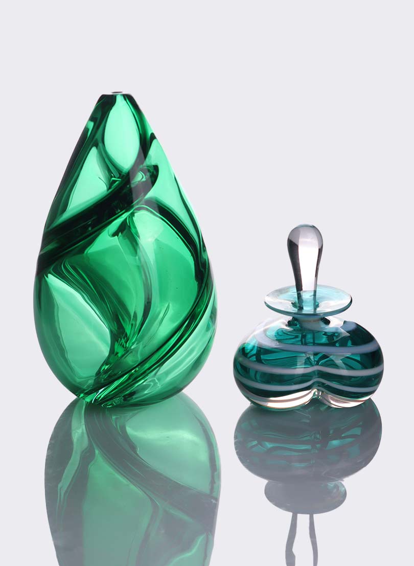 Curved Perfume Bottle - Green