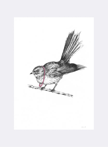 Fantail w/ Necklace - Giclée Print