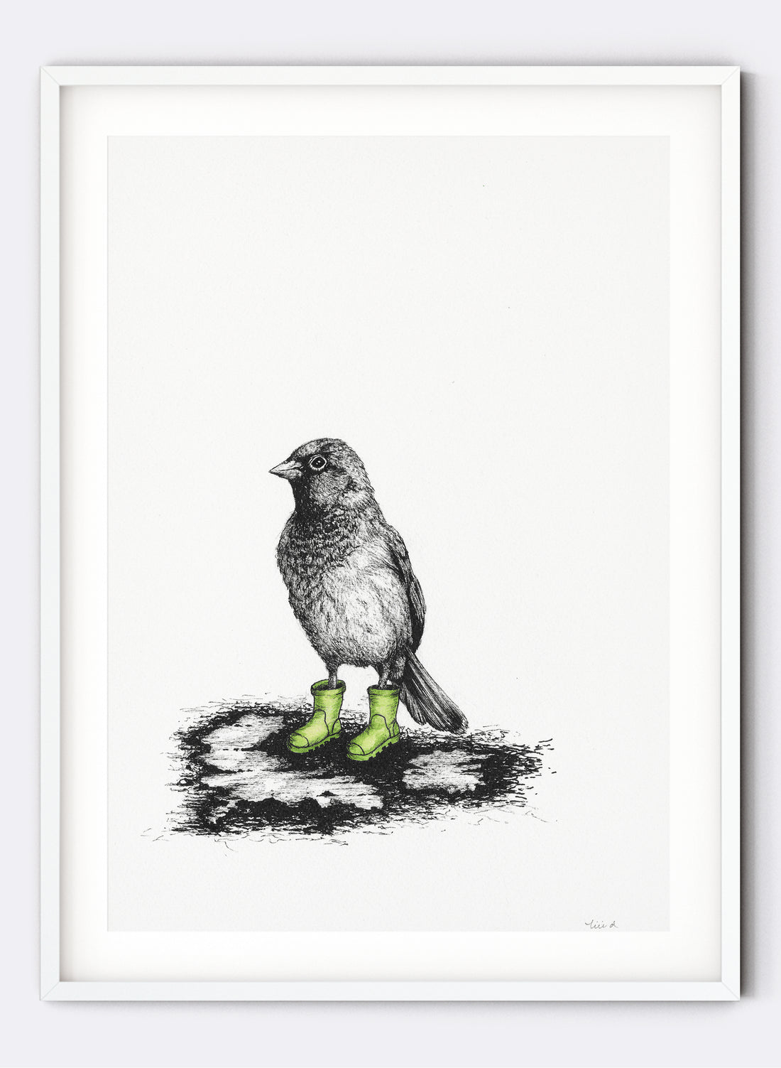 Sparrow In Gumboots - Giclée Print