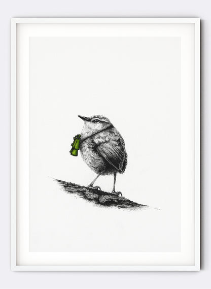 Rock Wren w/ Binoculars - Giclée Print