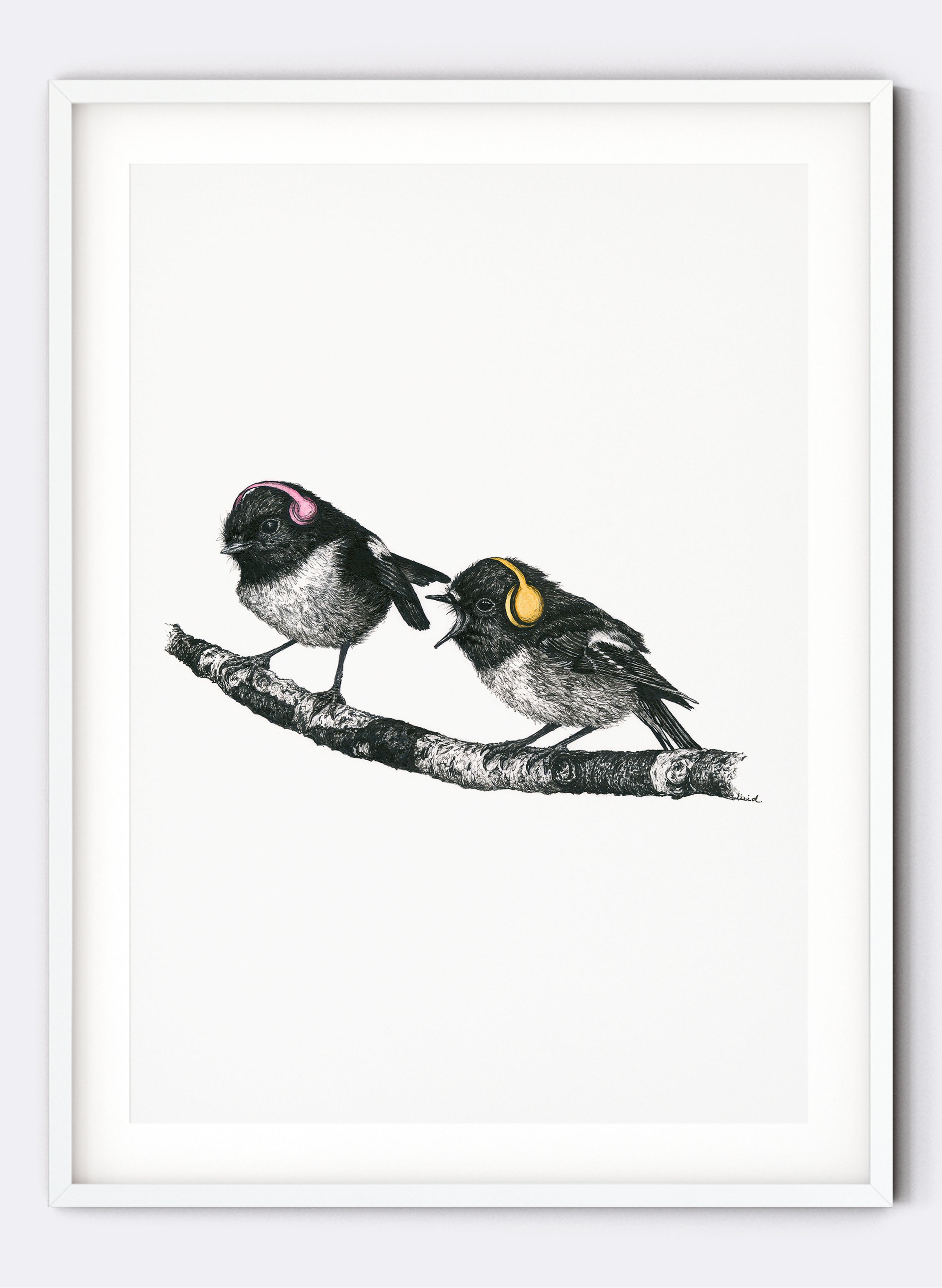 Tomtit w/ Headphones - Giclée Print