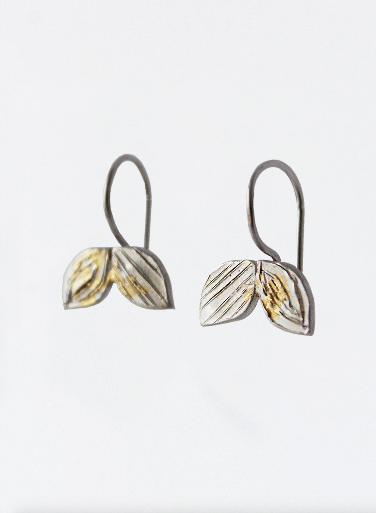 Double Leaf Small Hoop Earrings
