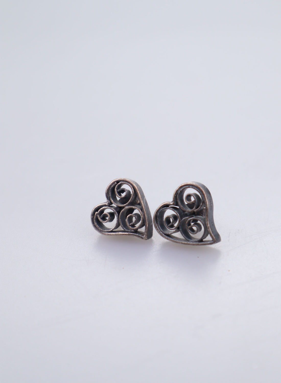 Heart Studs + Oxidised Sterling Silver