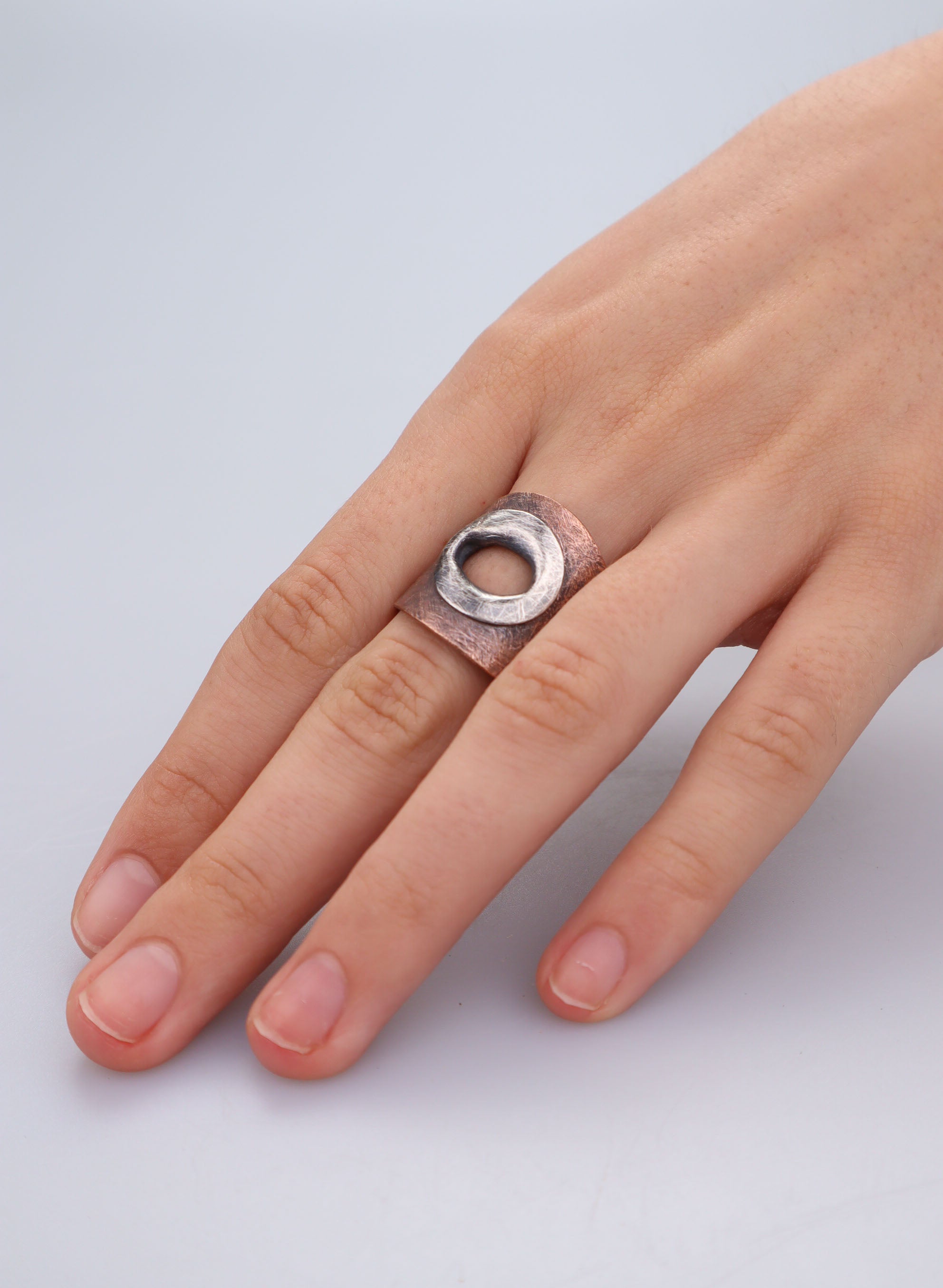 Copper Silver Rivet Ring Large The Poi Room Ltd