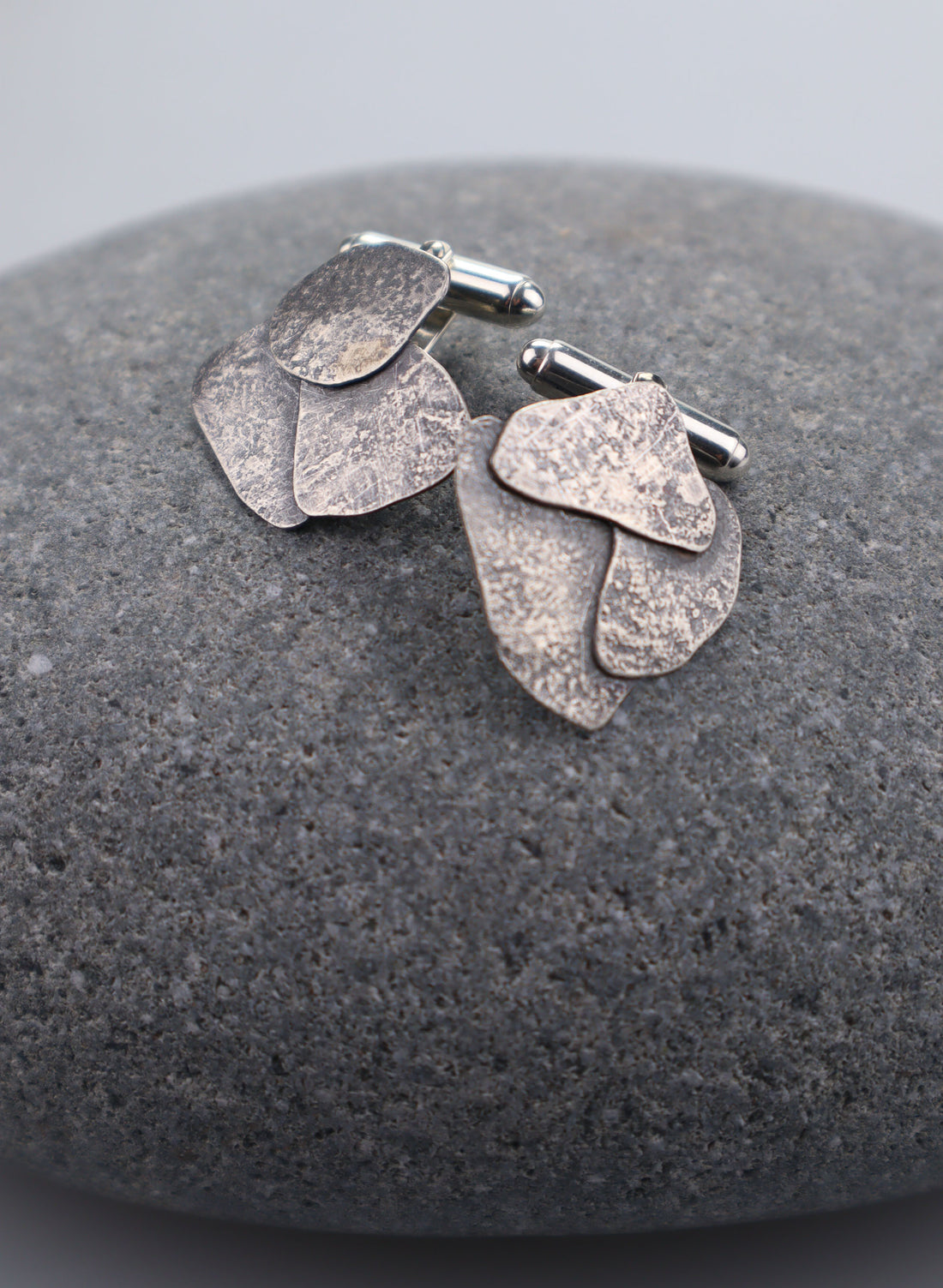 Riverbed Cufflinks - Oxidised Stirling Silver