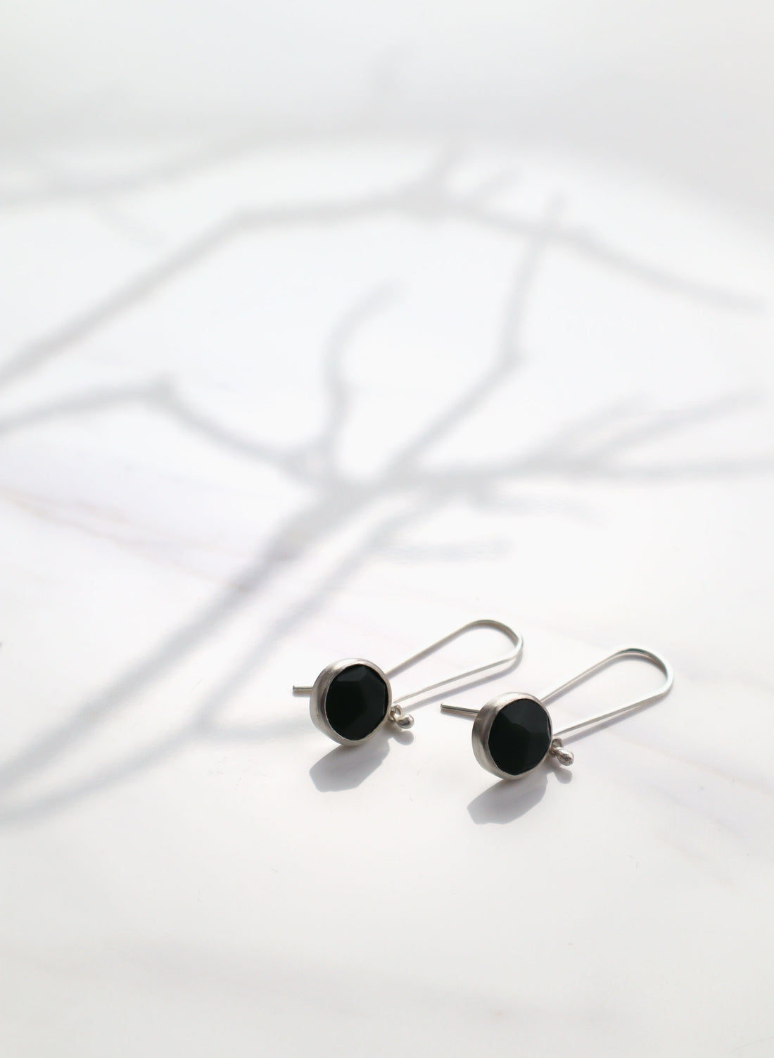 Round Facetted Cut Pounamu Drop Earrings - Stirling Silver