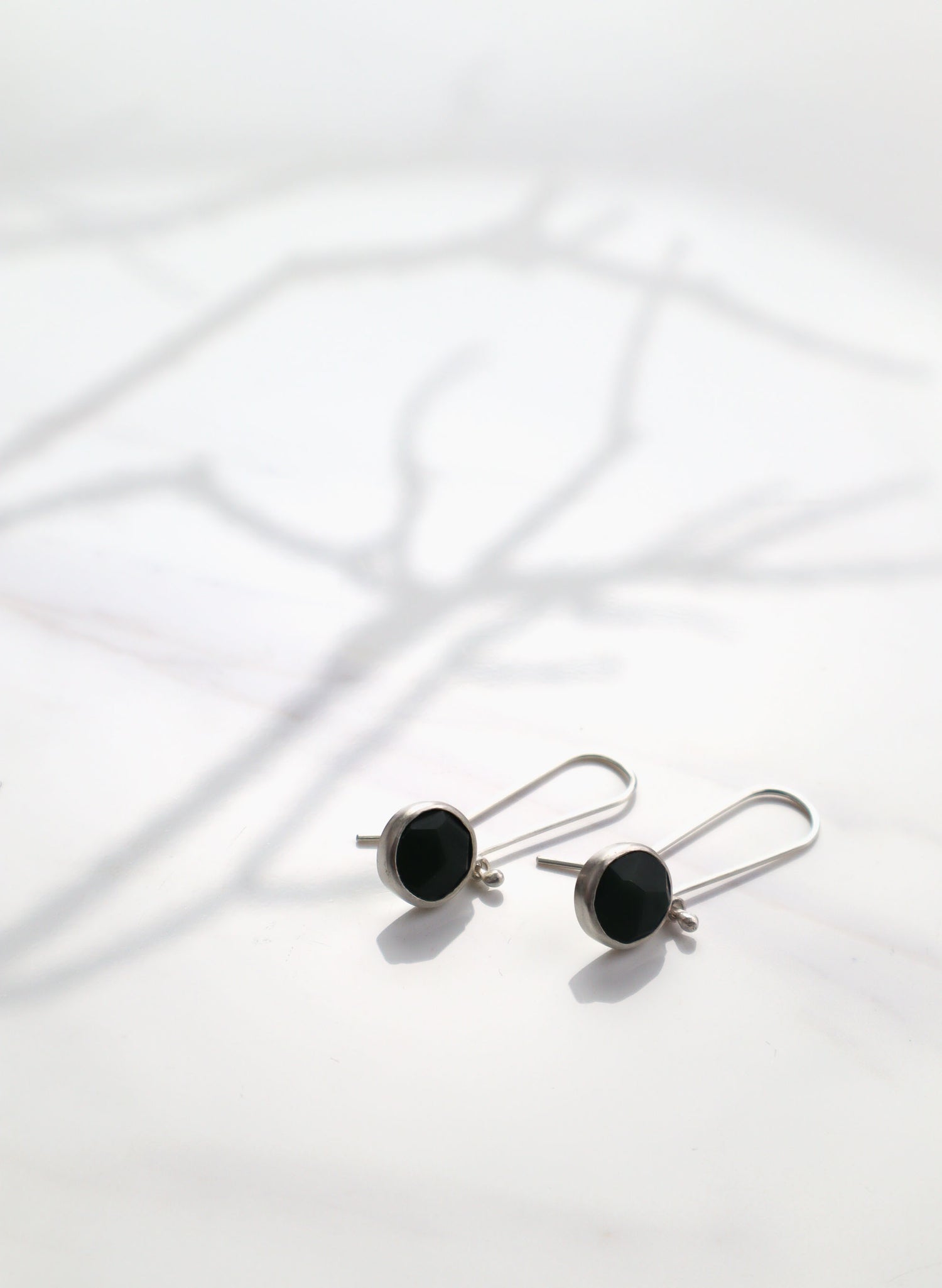 Round Facetted Cut Pounamu Drop Earrings - Stirling Silver