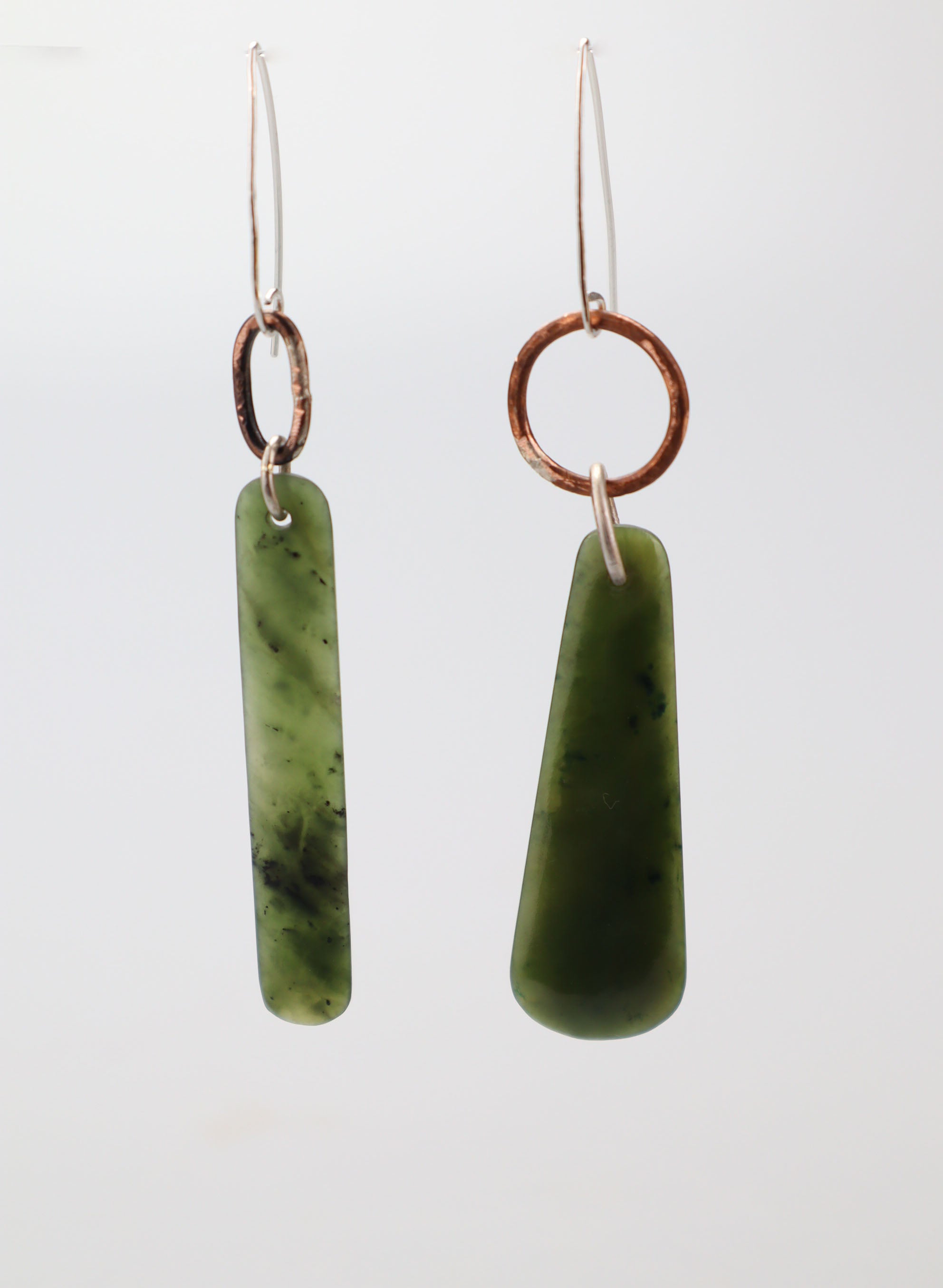 Hokitika Drop Earrings - Sterling Silver &amp; Pounamu
