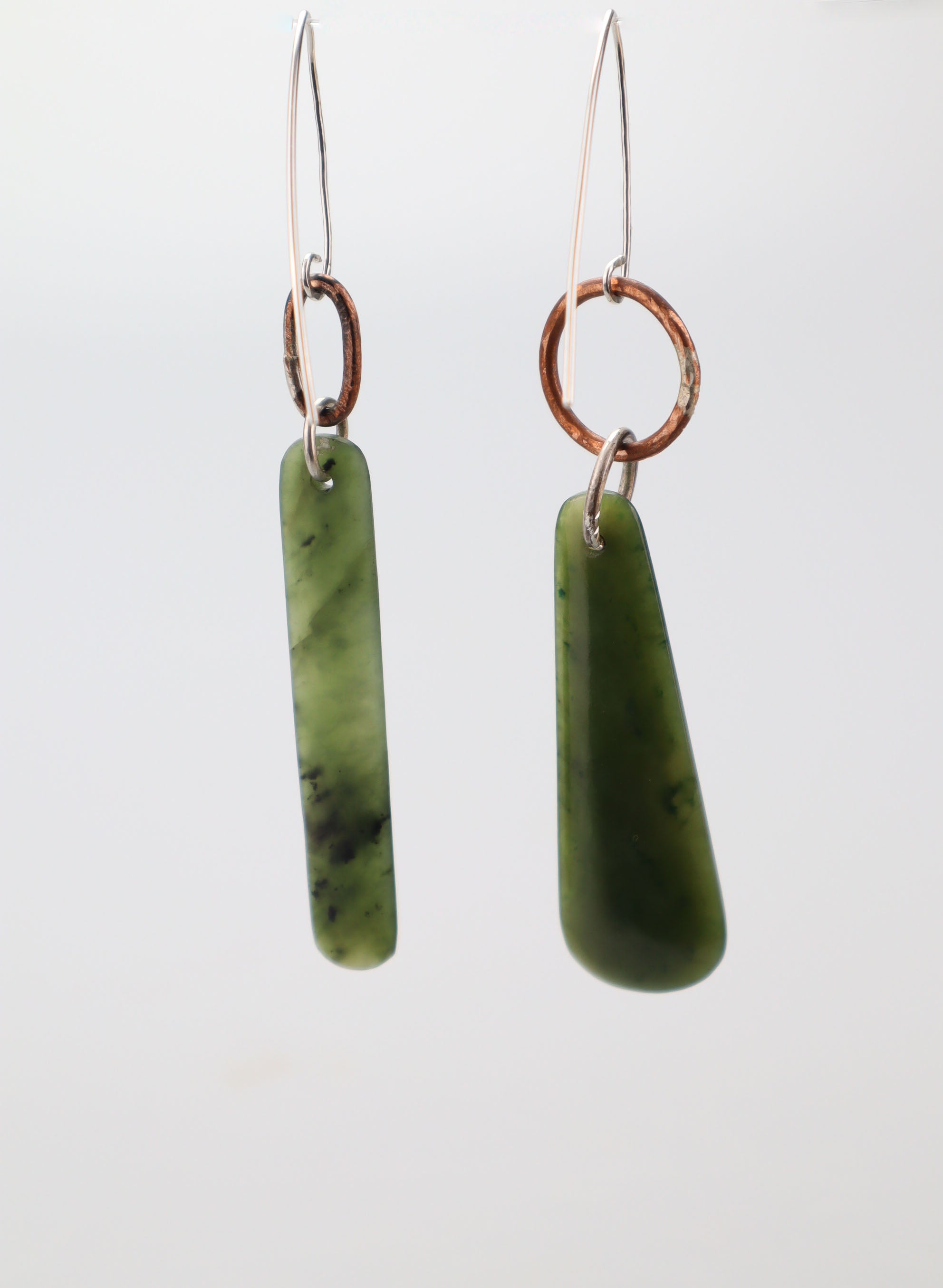 Hokitika Drop Earrings - Sterling Silver &amp; Pounamu