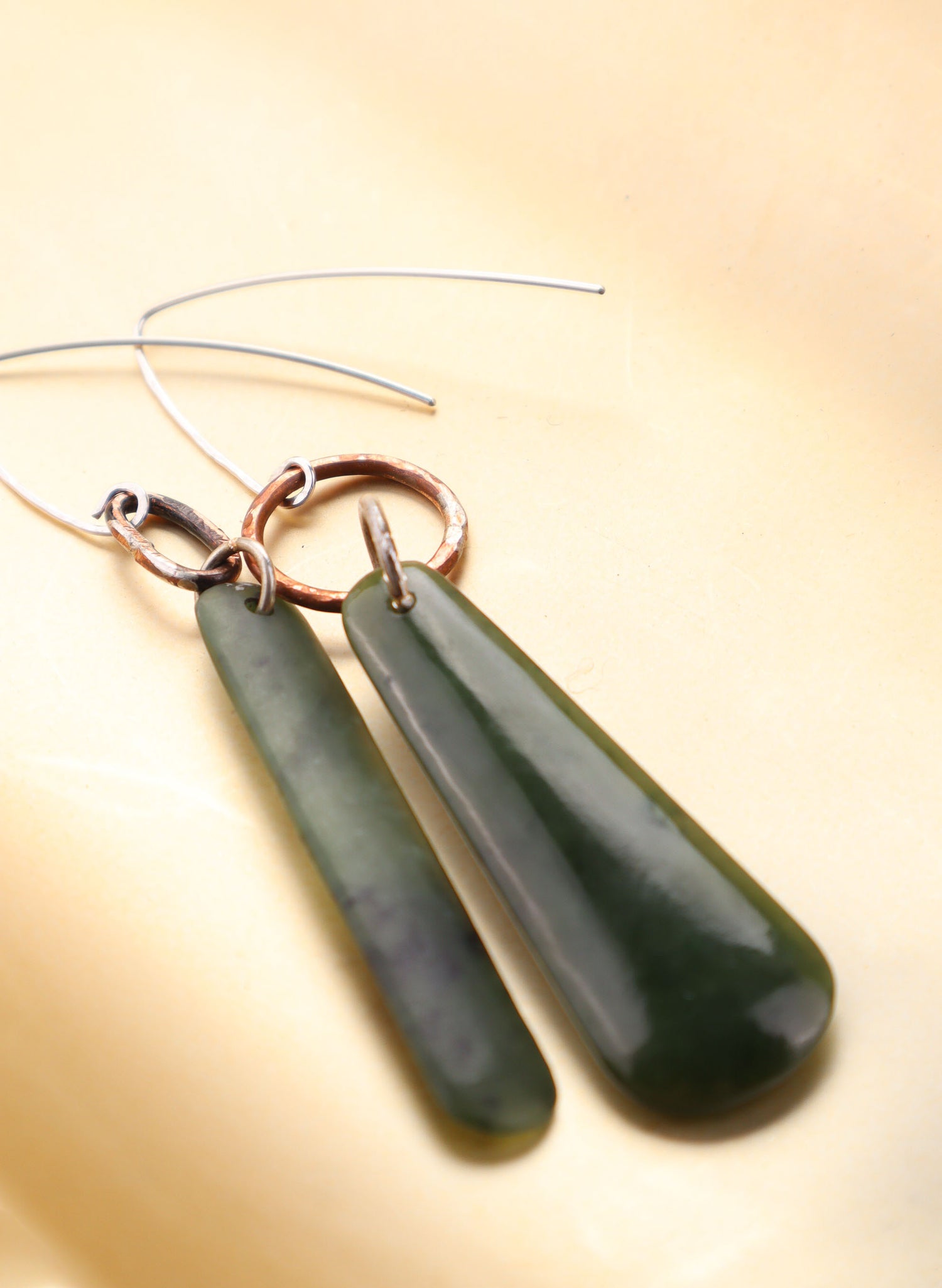 Hokitika Drop Earrings - Sterling Silver &amp; Pounamu