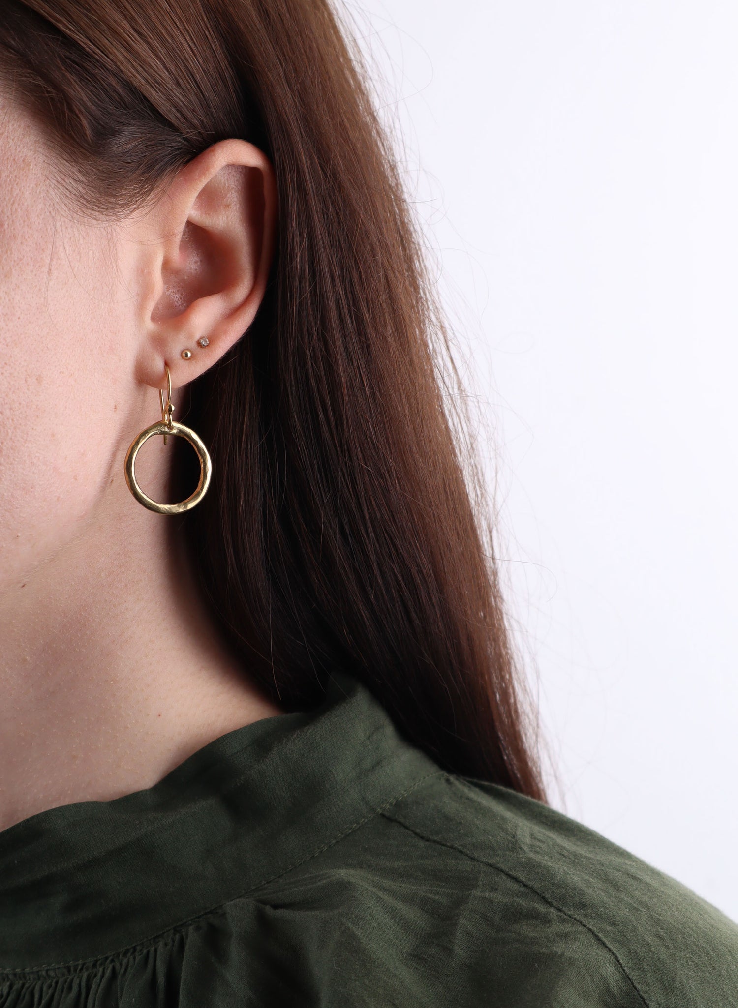 Organic Circle Link Silver and 18ct Gold Earrings
